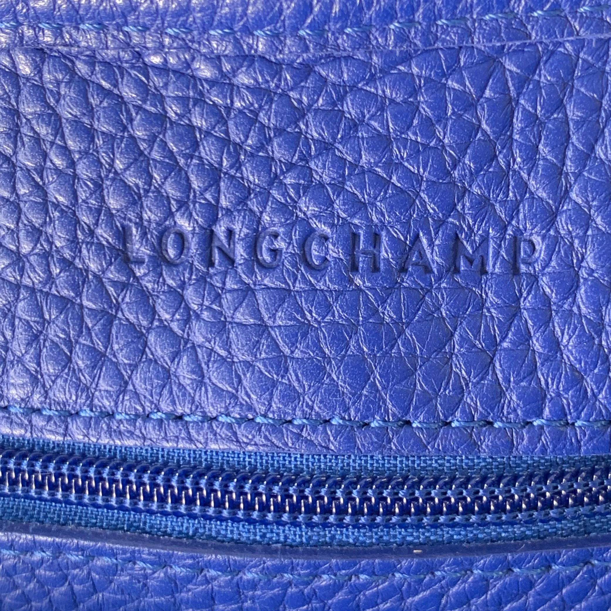 LONGCHAMP Blue Pebble Grain Leather Tote Handbag - Image 10