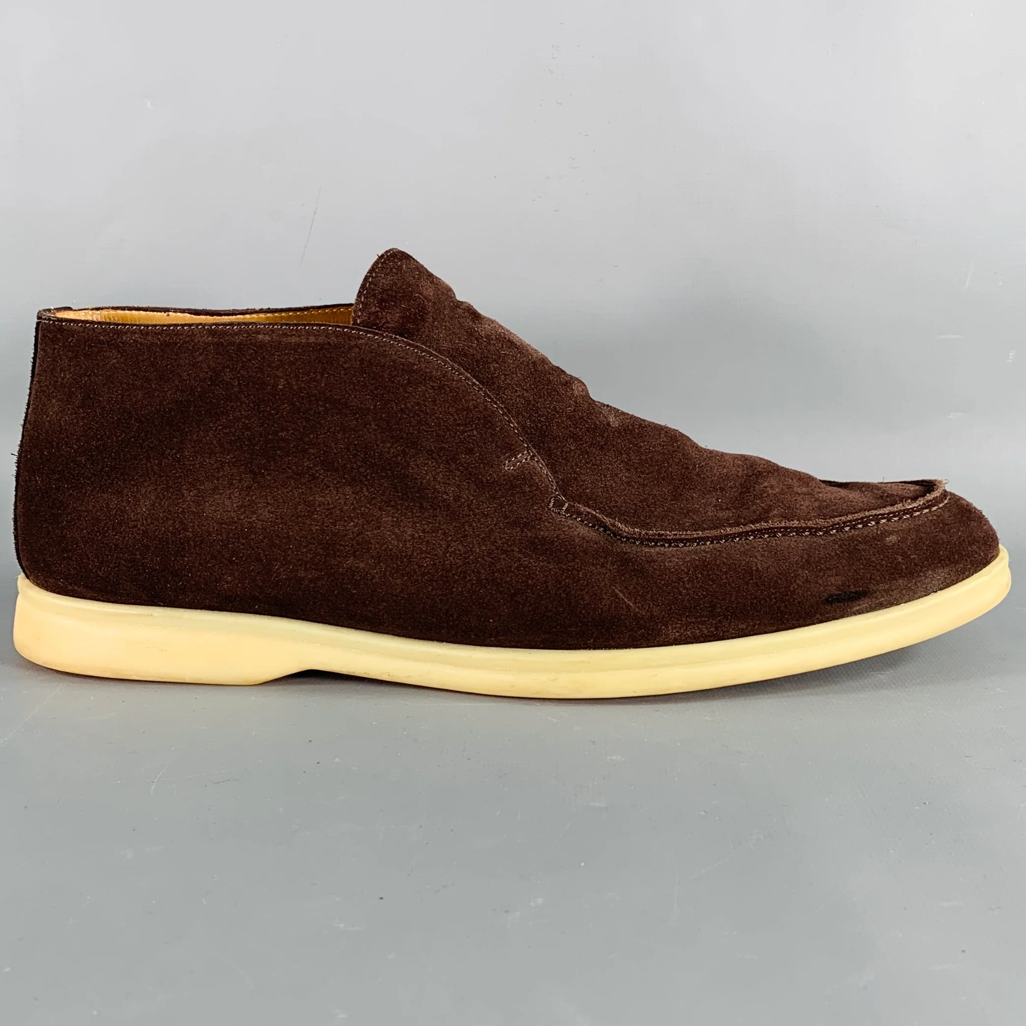 LORO PIANA Size 11.5 Open Walk Brown Suede Rubber Sole Chukka Boots - Image 2