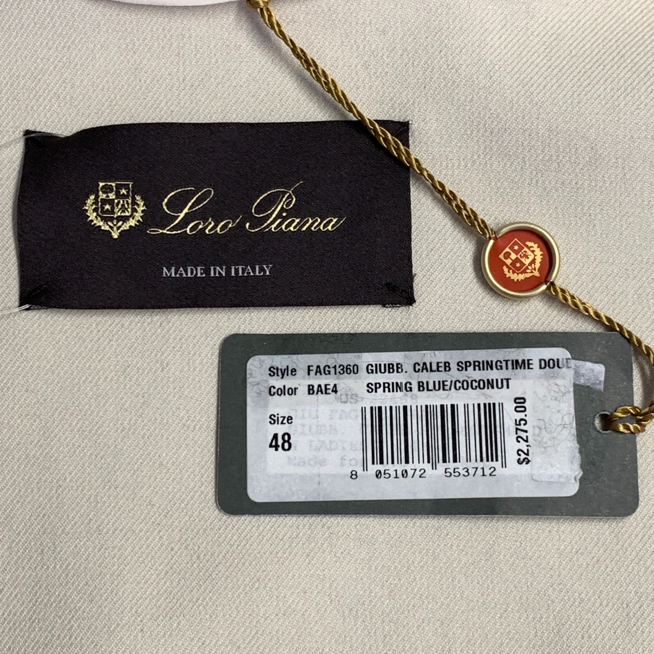 LORO PIANA Size 12 Caleb Navy White Cotton Blend Twill Double Breasted Jacket Blazer - Image 6