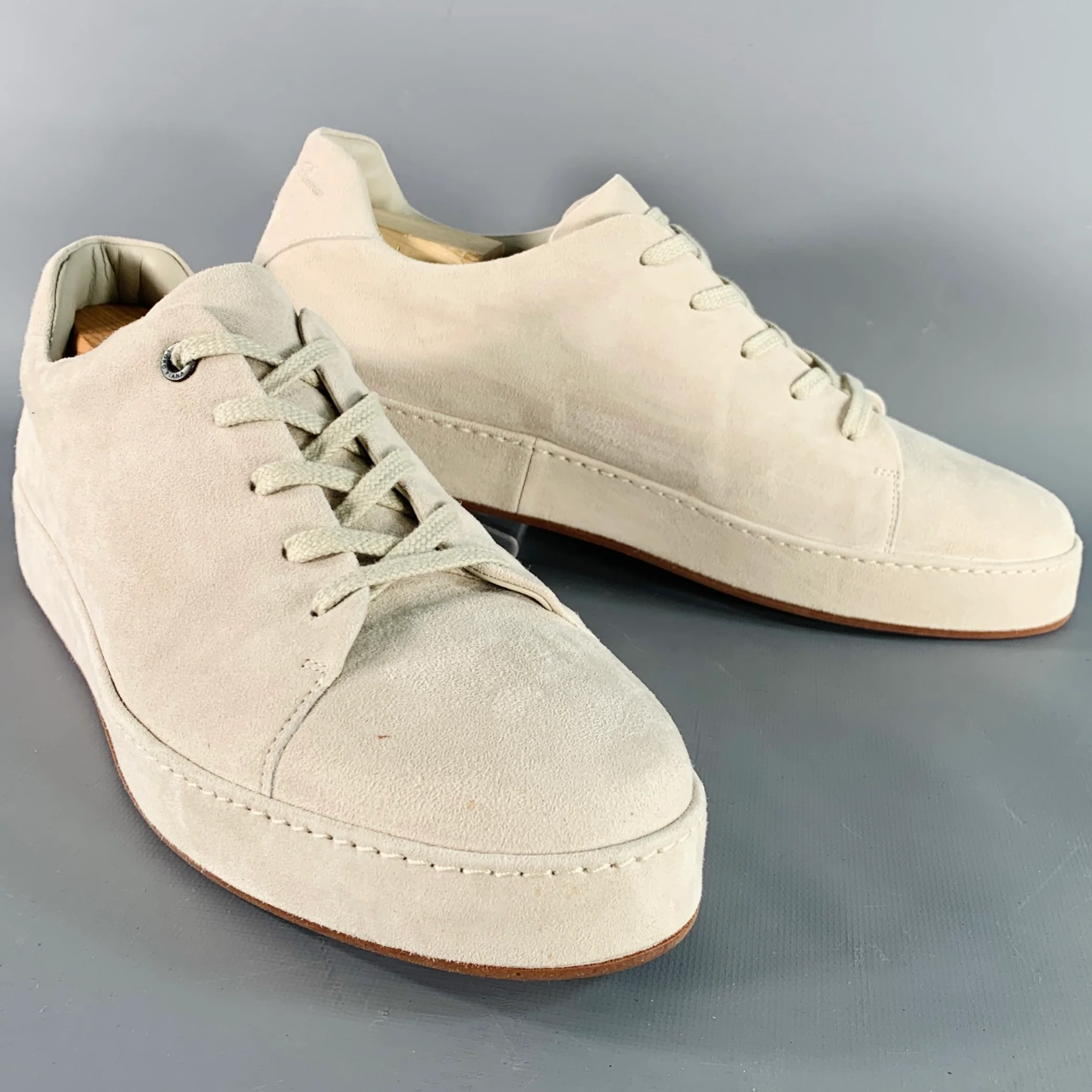LORO PIANA Size 12 Grey Suede Low Top Rubber Sole Sneakers