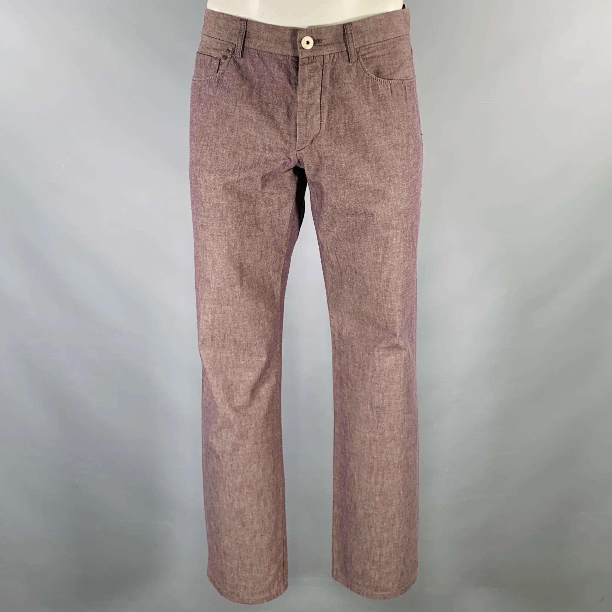 LORO PIANA Size 36 Purple Cotton Button Fly Casual Pants