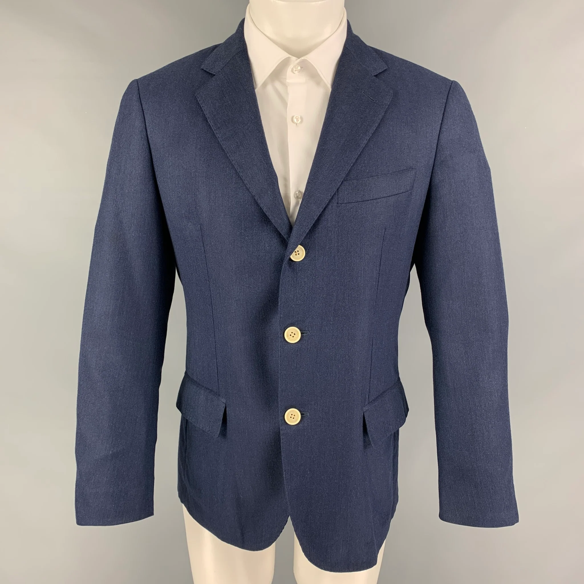 LORO PIANA Size 38 Blue Cashmere Single Breasted Sport Coat