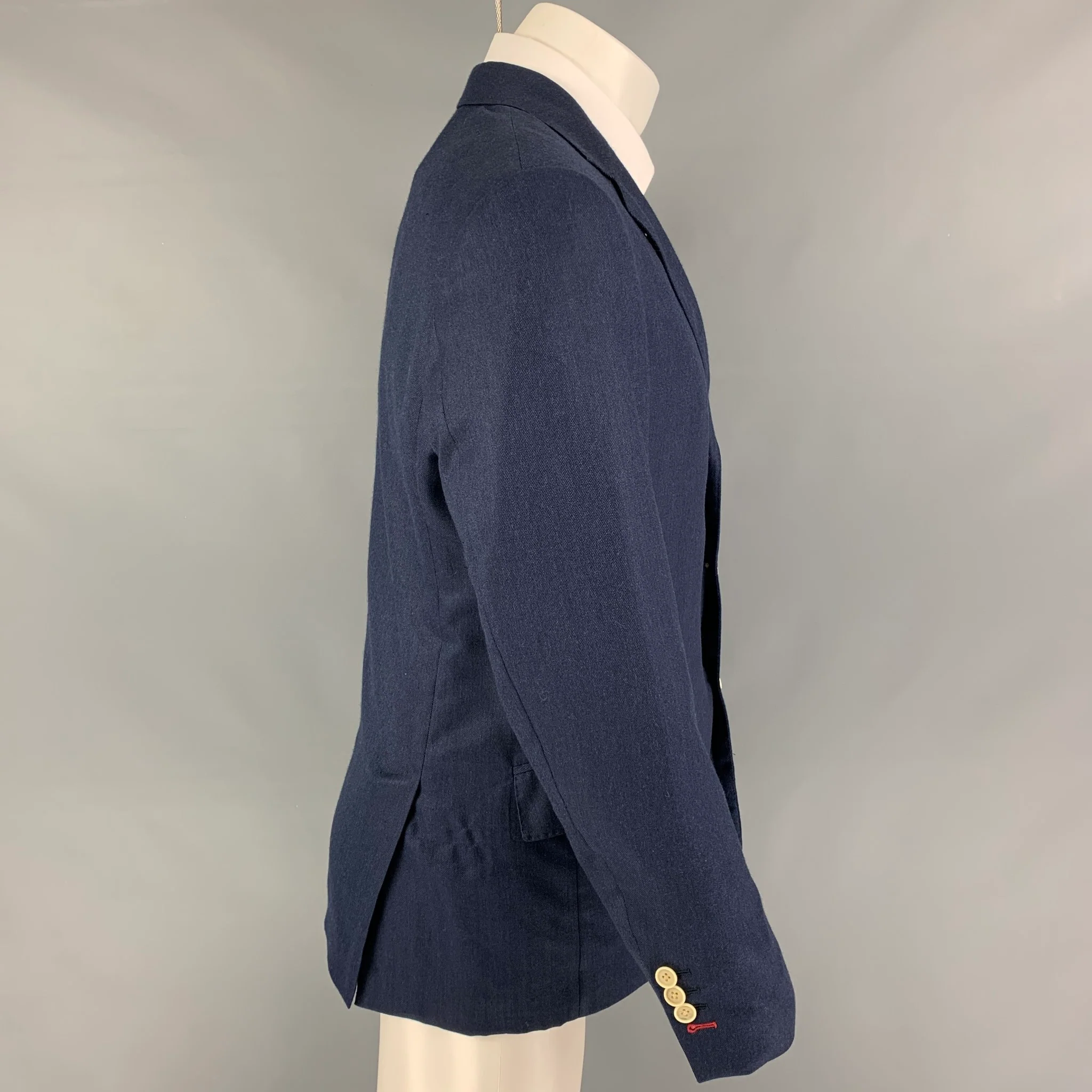 LORO PIANA Size 38 Blue Cashmere Single Breasted Sport Coat - Image 2