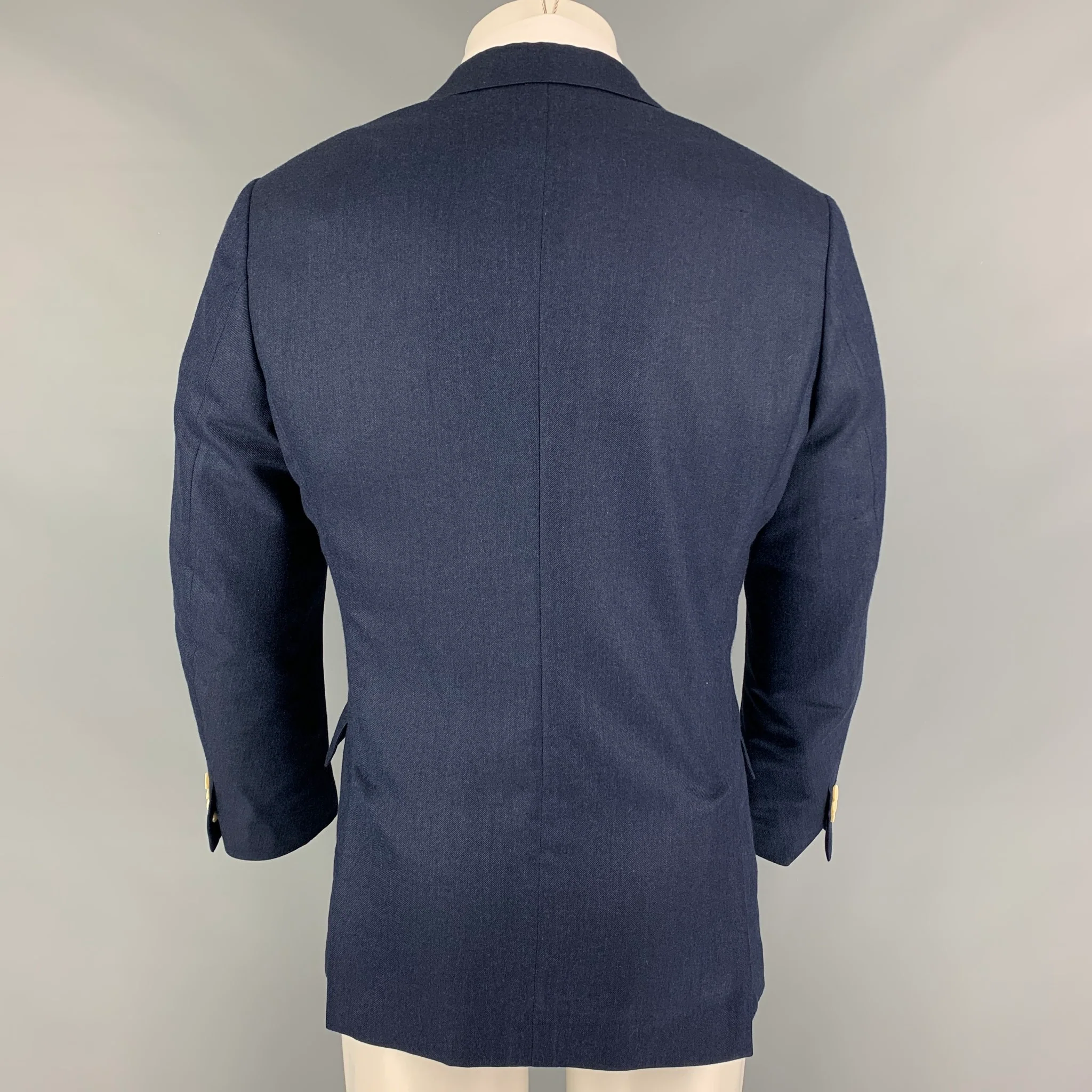 LORO PIANA Size 38 Blue Cashmere Single Breasted Sport Coat - Image 3