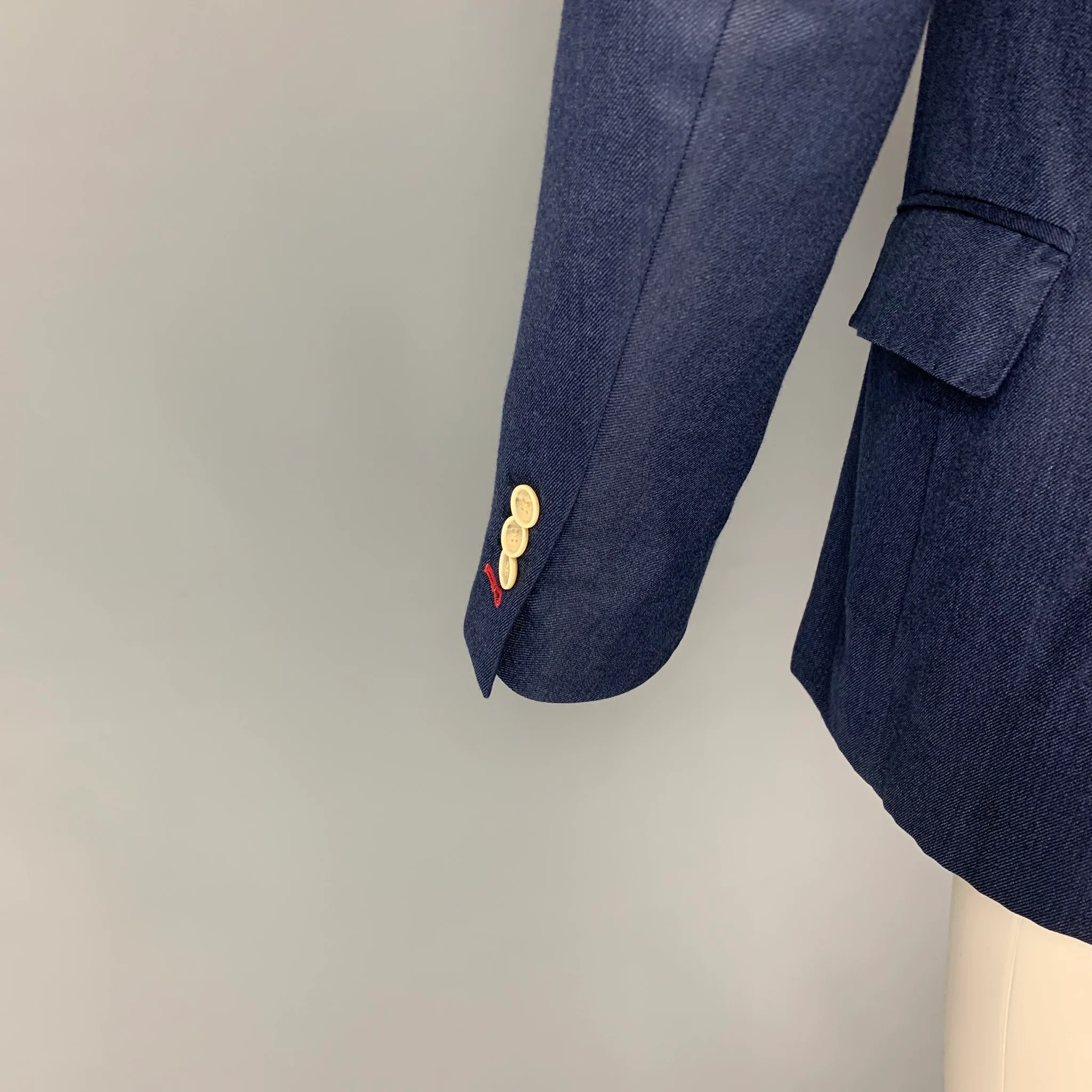LORO PIANA Size 38 Blue Cashmere Single Breasted Sport Coat - Image 4