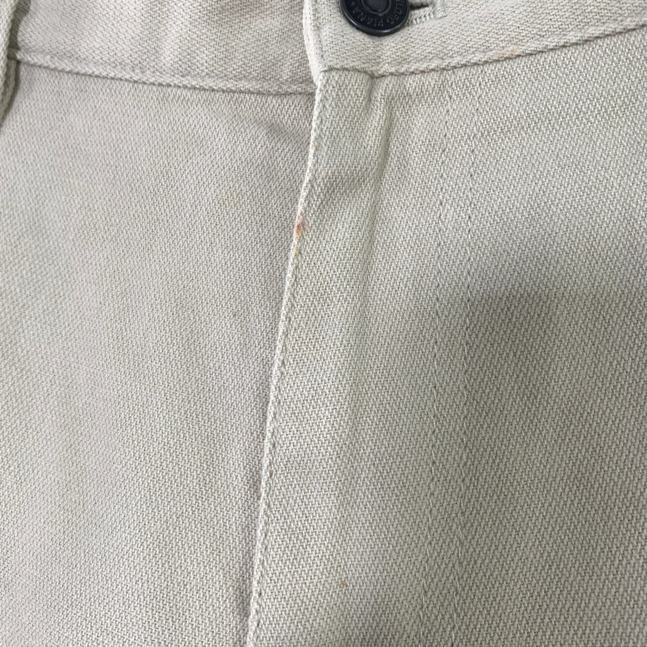 LORO PIANA Size 38 Cream Khaki Solid Cotton Loose fit Jeans - Image 4