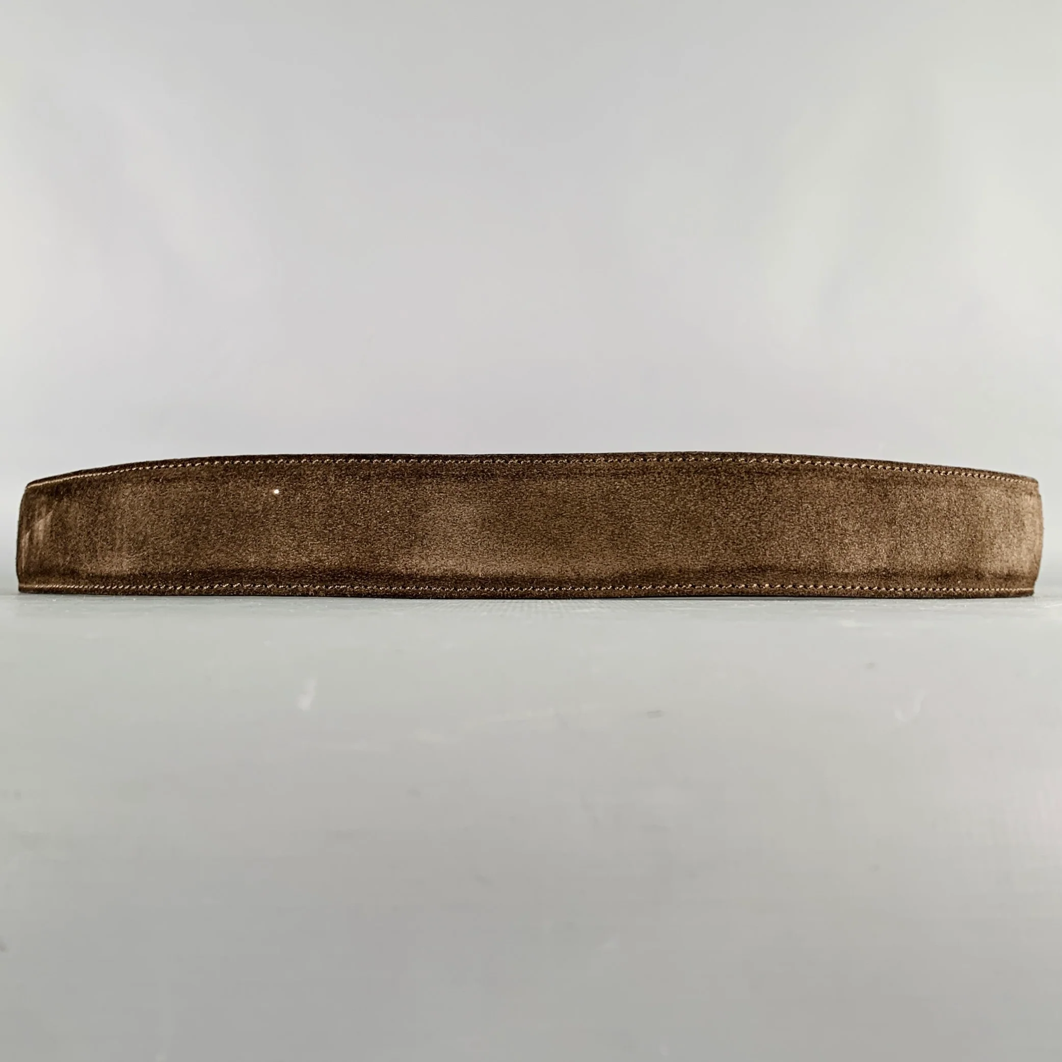 LORO PIANA Size 38 Dark Brown Silver Suede Belt - Image 3