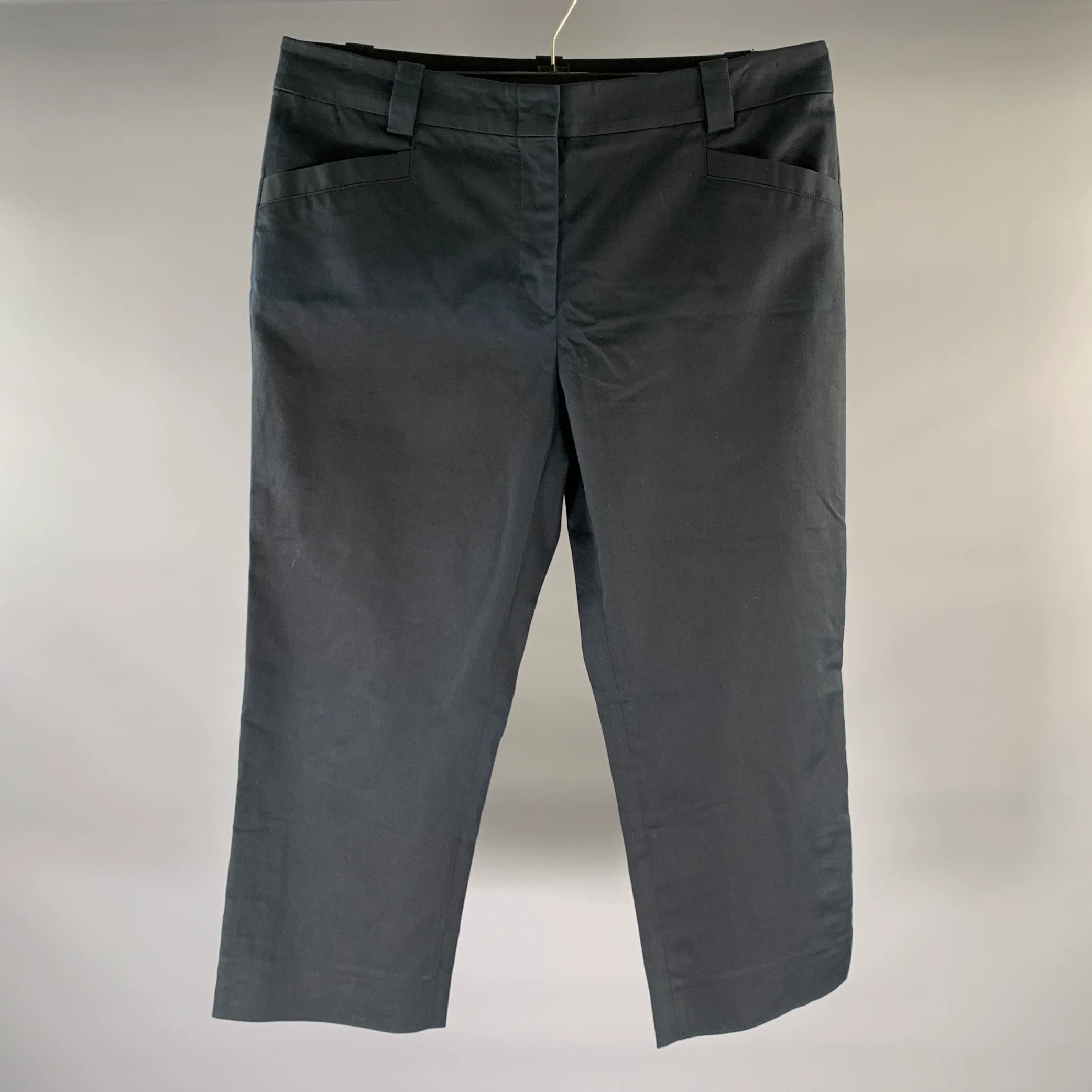 LORO PIANA Size L Navy Cotton Blend Capri Dress Pants