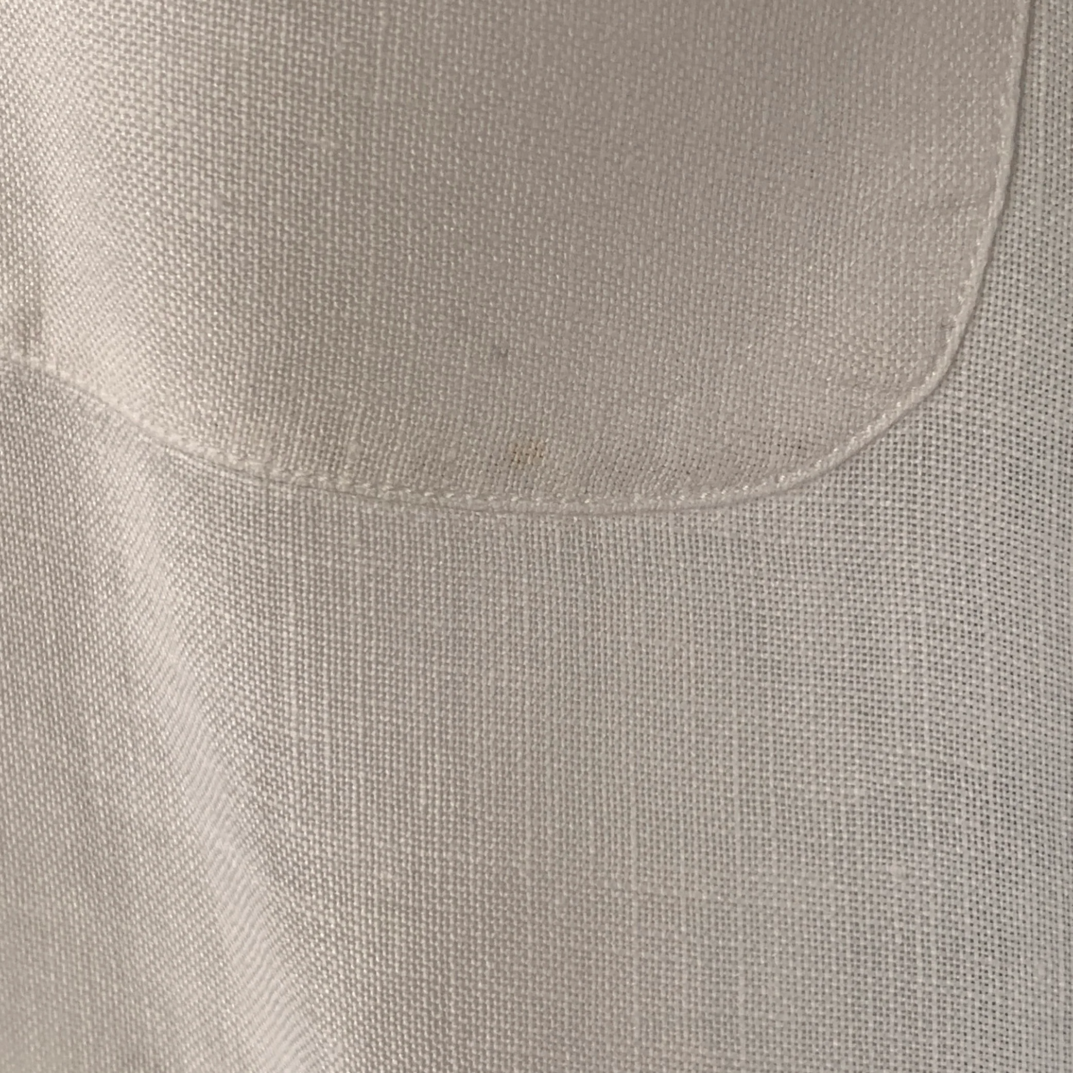 LORO PIANA Size L White Linen One Pocket Long Sleeve Shirt - Image 4