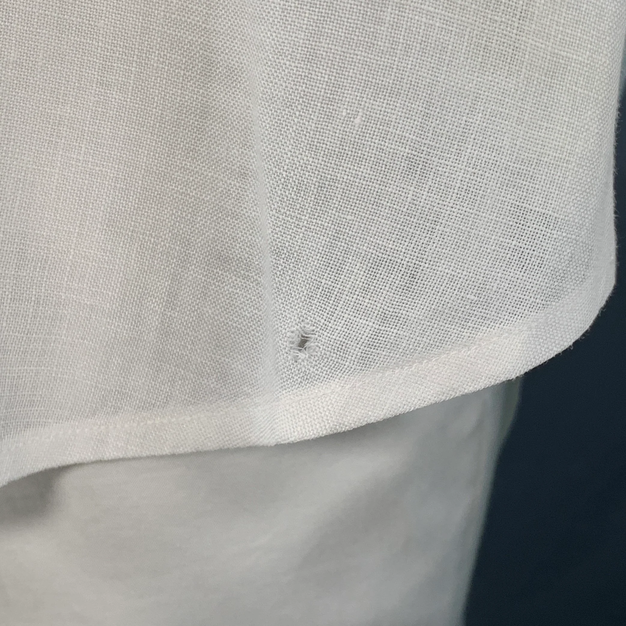 LORO PIANA Size L White Linen One Pocket Long Sleeve Shirt - Image 5