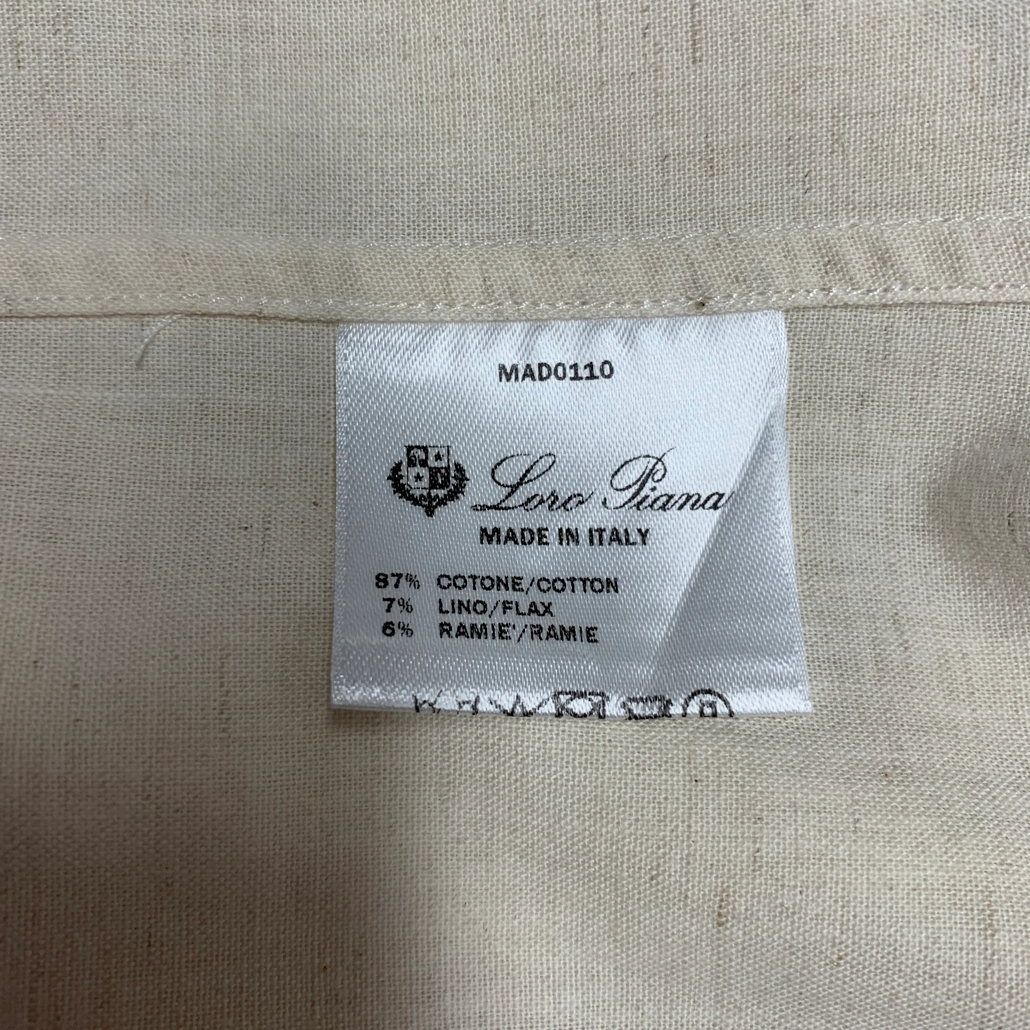 LORO PIANA Size XL Beige Cotton Blend Button Down Long Sleeve Shirt - Image 5