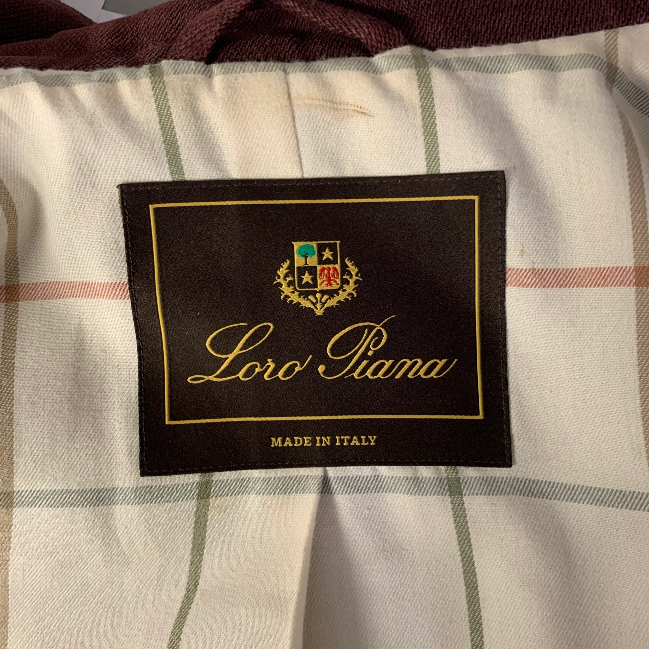 LORO PIANA Size XL Burgundy Cotton Zip Up Jacket - Image 7
