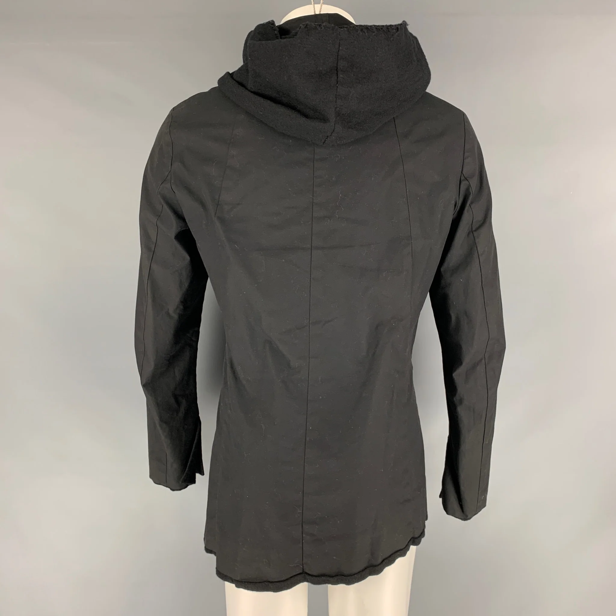 LOST & FOUND Chest Size M Size M Black Cotton Hooded Jacket - Image 3