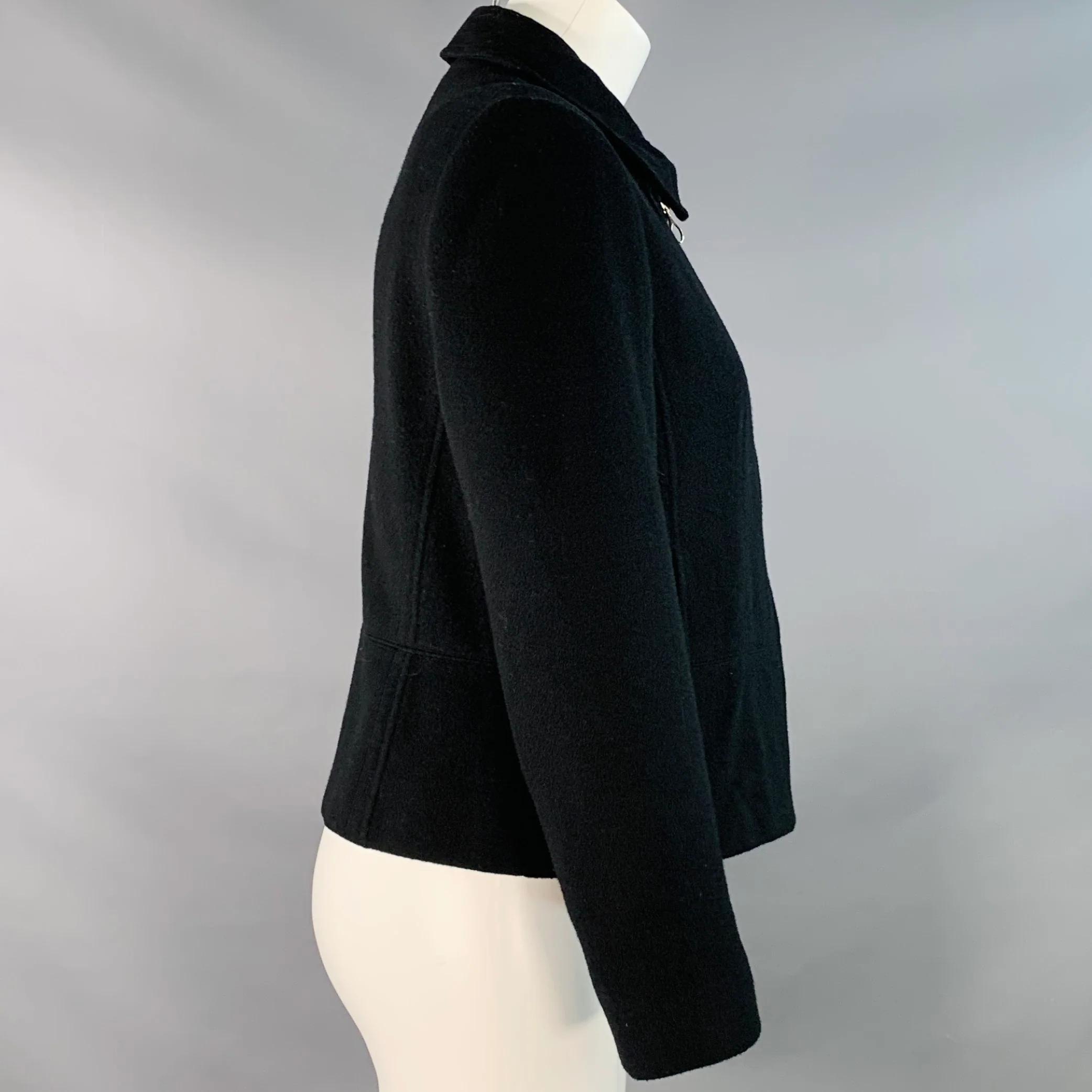 LOUBEN Size 4 Black Wool Blend Zip Up Jacket - Image 2