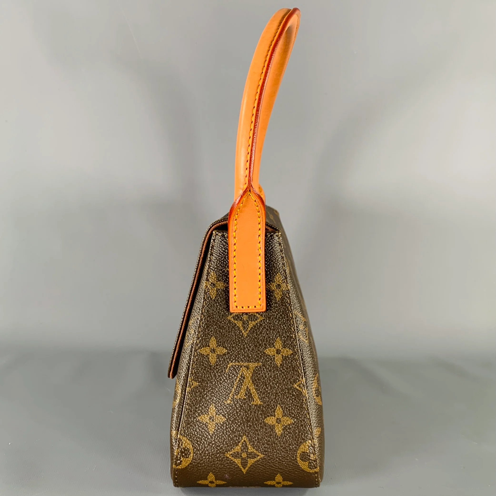 LOUIS VUITTON Brown Beige Monogram Leather Coated Canvas Bag - Image 4