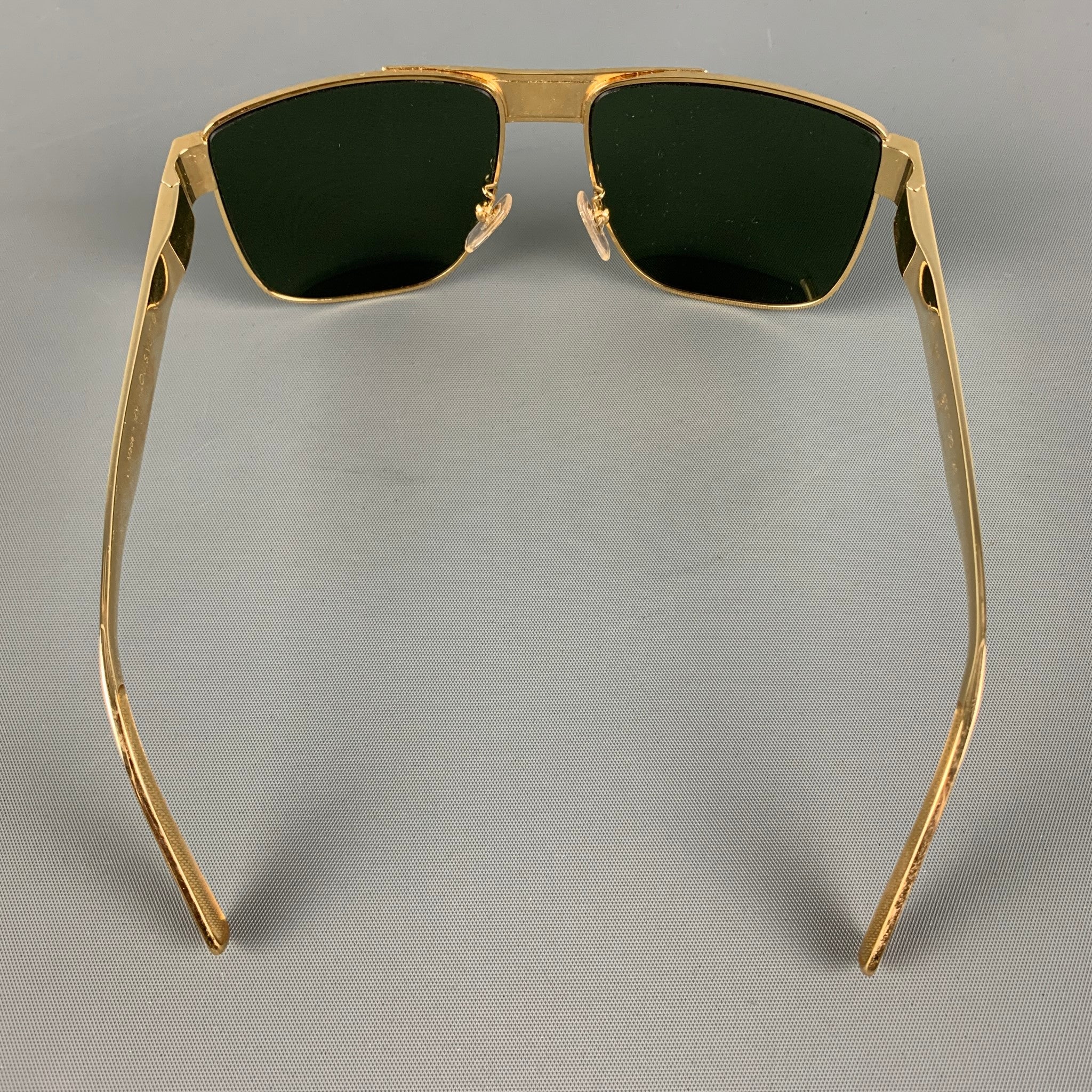 LOUIS VUITTON Gold Tone Wood Grain Metal Sunglasses - Image 3