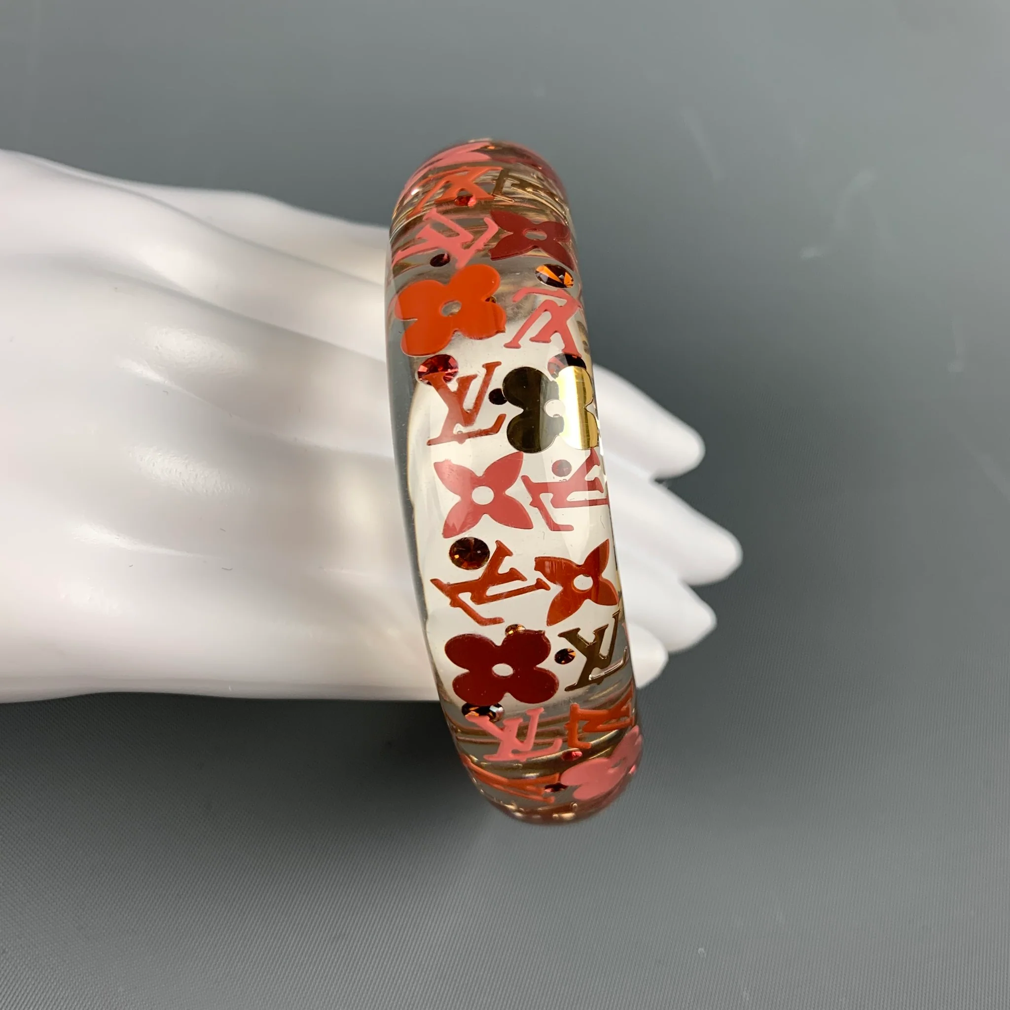LOUIS VUITTON Pink Clear Monogram Acetate Bracelet - Image 2
