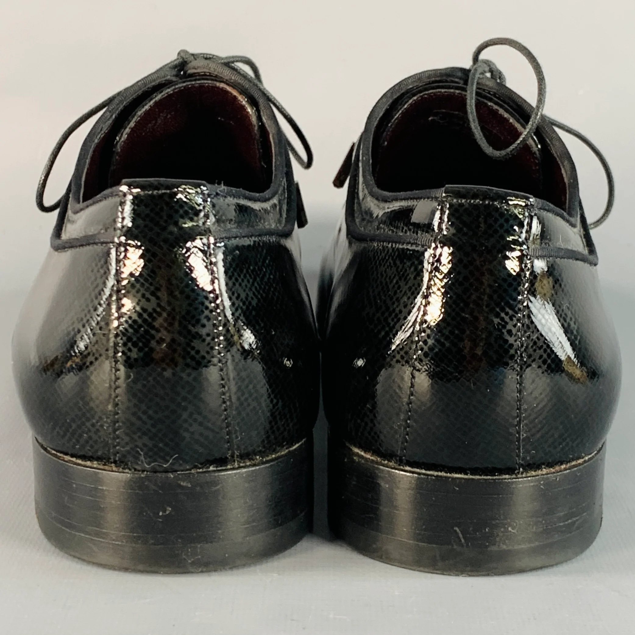 LOUIS VUITTON Size 10.5 Black Patent Leather Oxford Lace-Up Shoes - Image 4