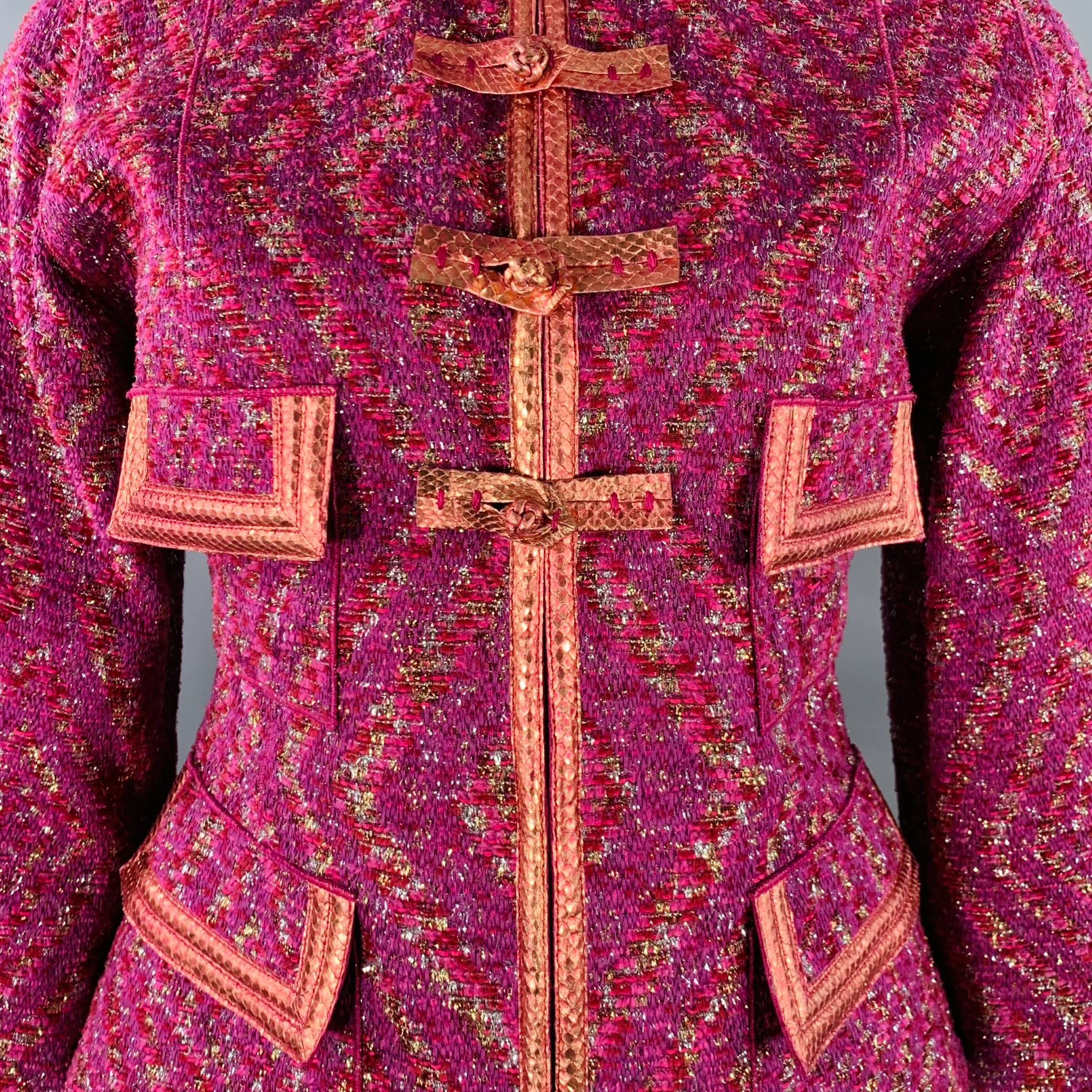 LOUIS VUITTON Size 10 Purple Fuchsia Cotton Blend Jacket Blazer - Image 3