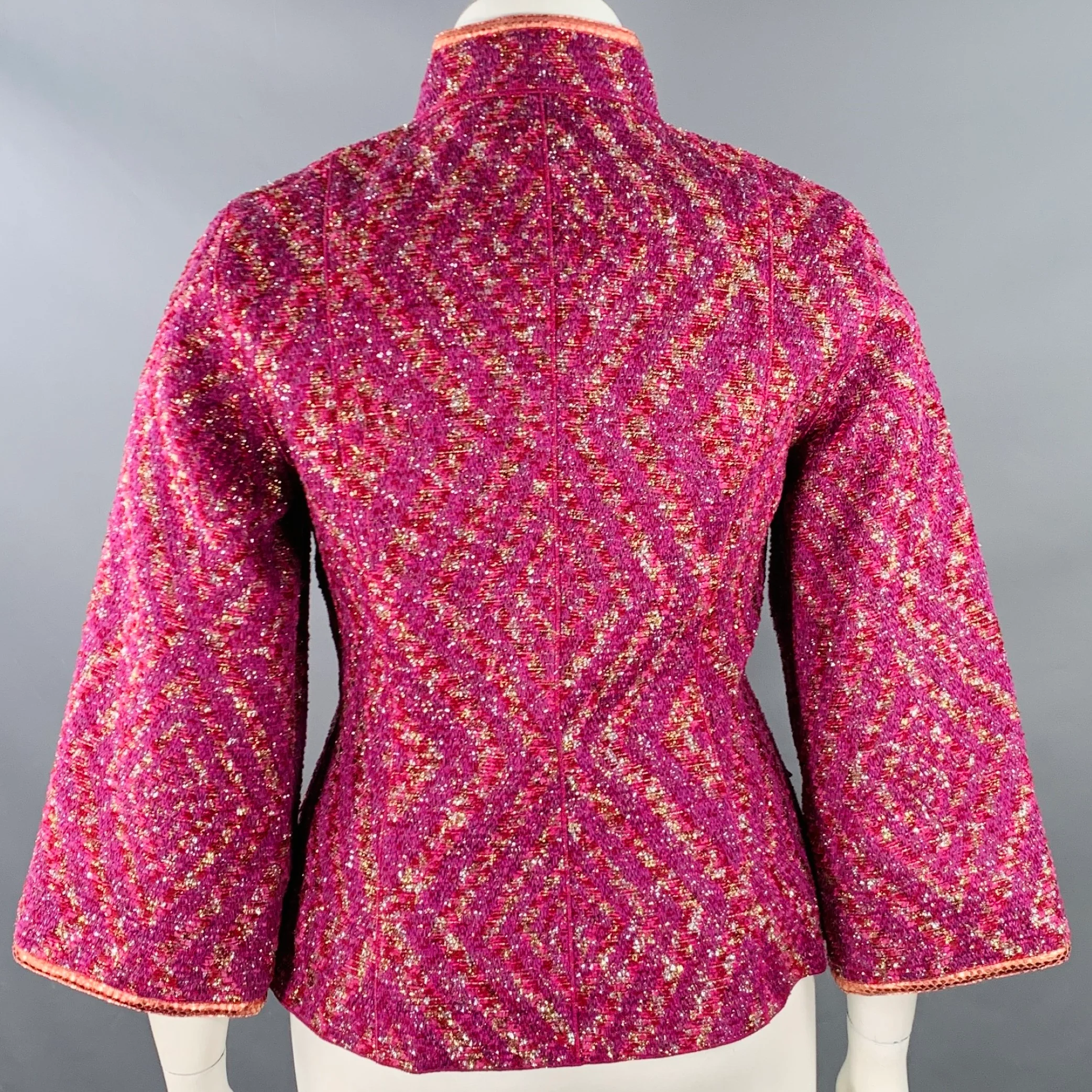 LOUIS VUITTON Size 10 Purple Fuchsia Cotton Blend Jacket Blazer - Image 5