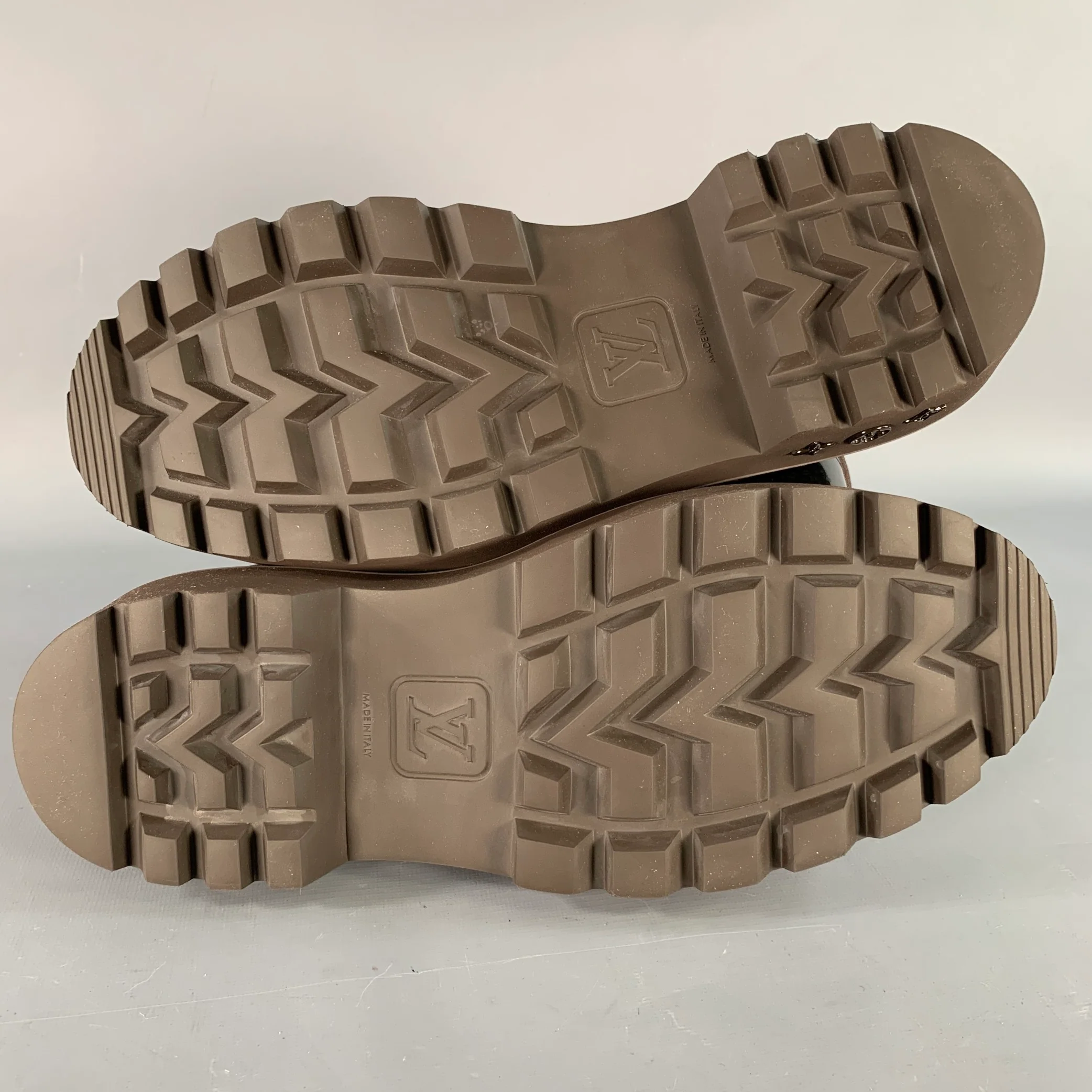 LOUIS VUITTON Size 10 Ranger Derby Brown Beige Coated Canvas Chunky Sole Moccasin Lace-Up Shoes - Image 7