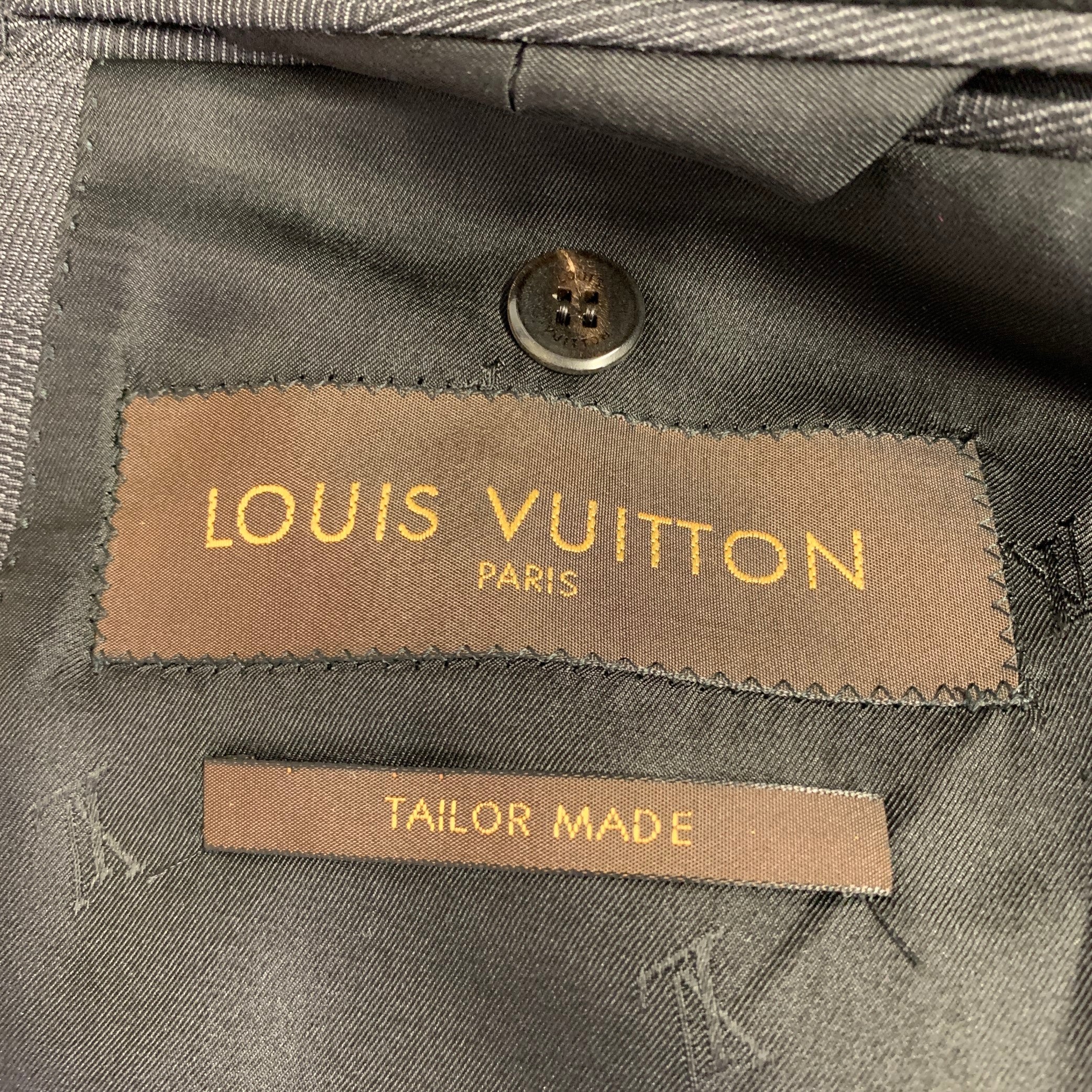 LOUIS VUITTON Size 40 Grey Swirls Wool Silk Sport Coat - Image 7