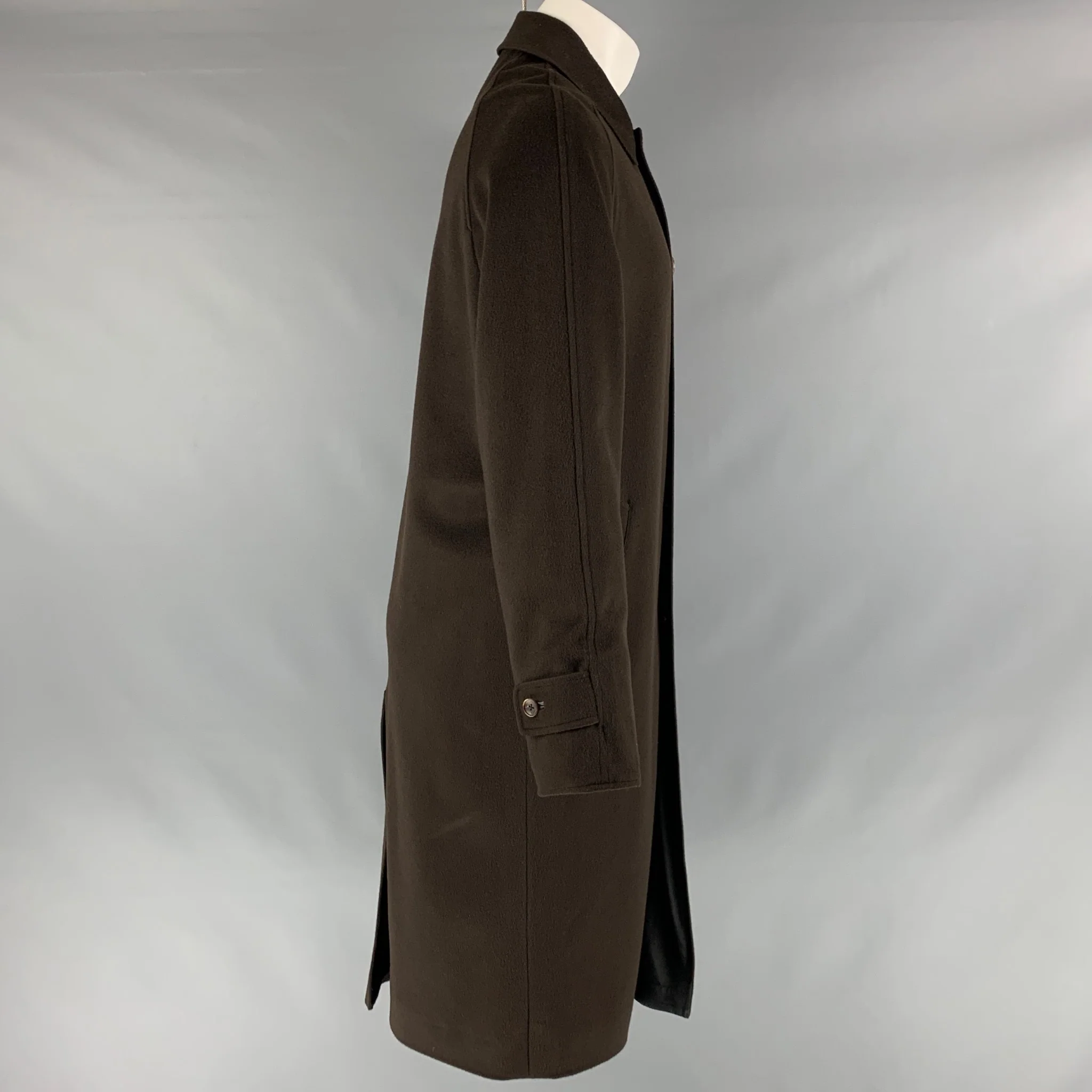 LOUIS VUITTON Size 40 Olive Black Solid Silk Blend Reversible Coat - Image 2