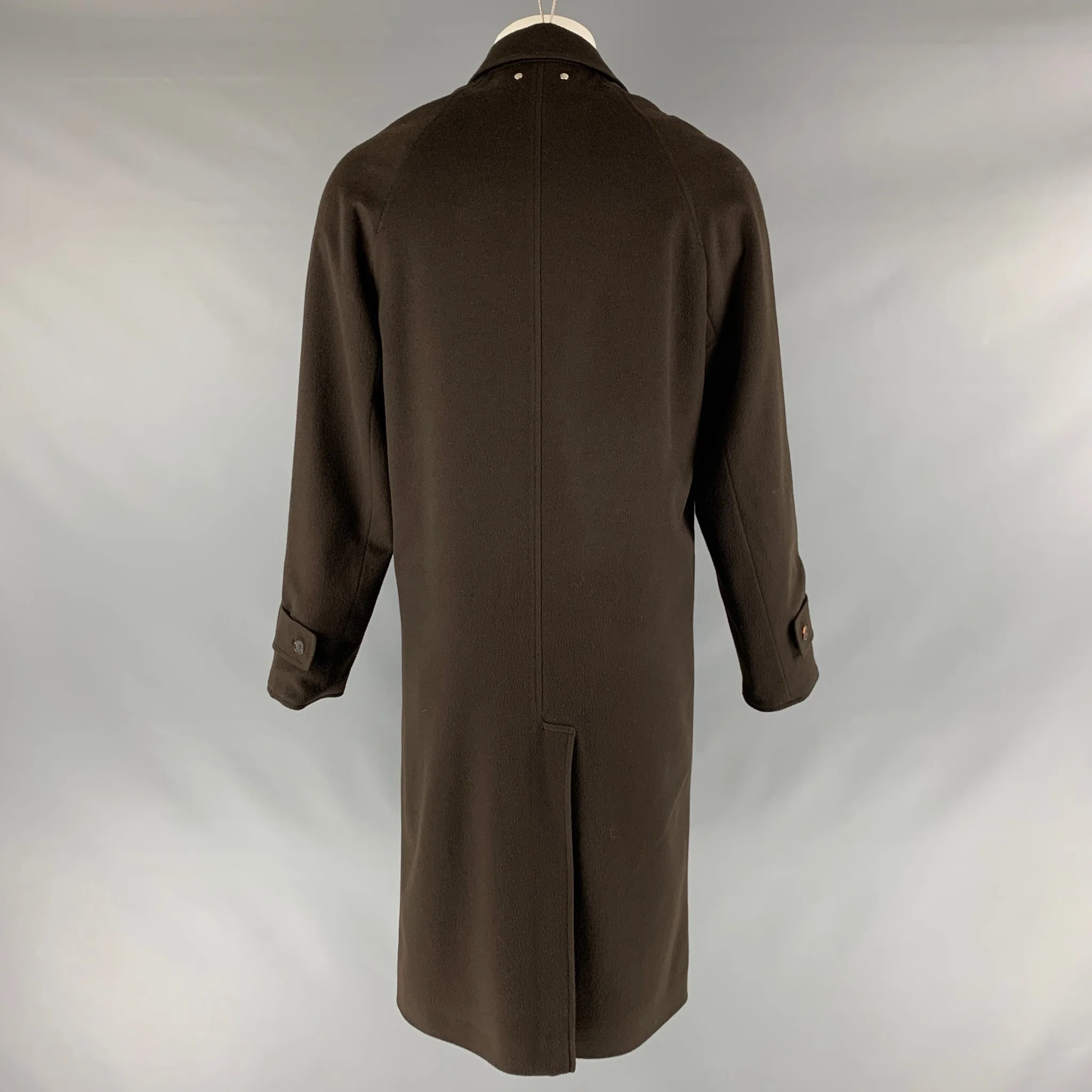 LOUIS VUITTON Size 40 Olive Black Solid Silk Blend Reversible Coat - Image 3