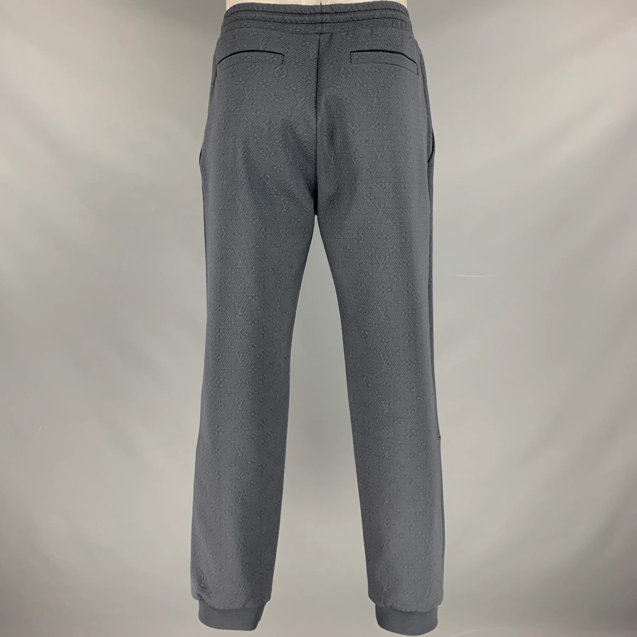 LOUIS VUITTON Size L Grey LV Monogram Polyester Blend Sweatpants Casual Pants - Image 3