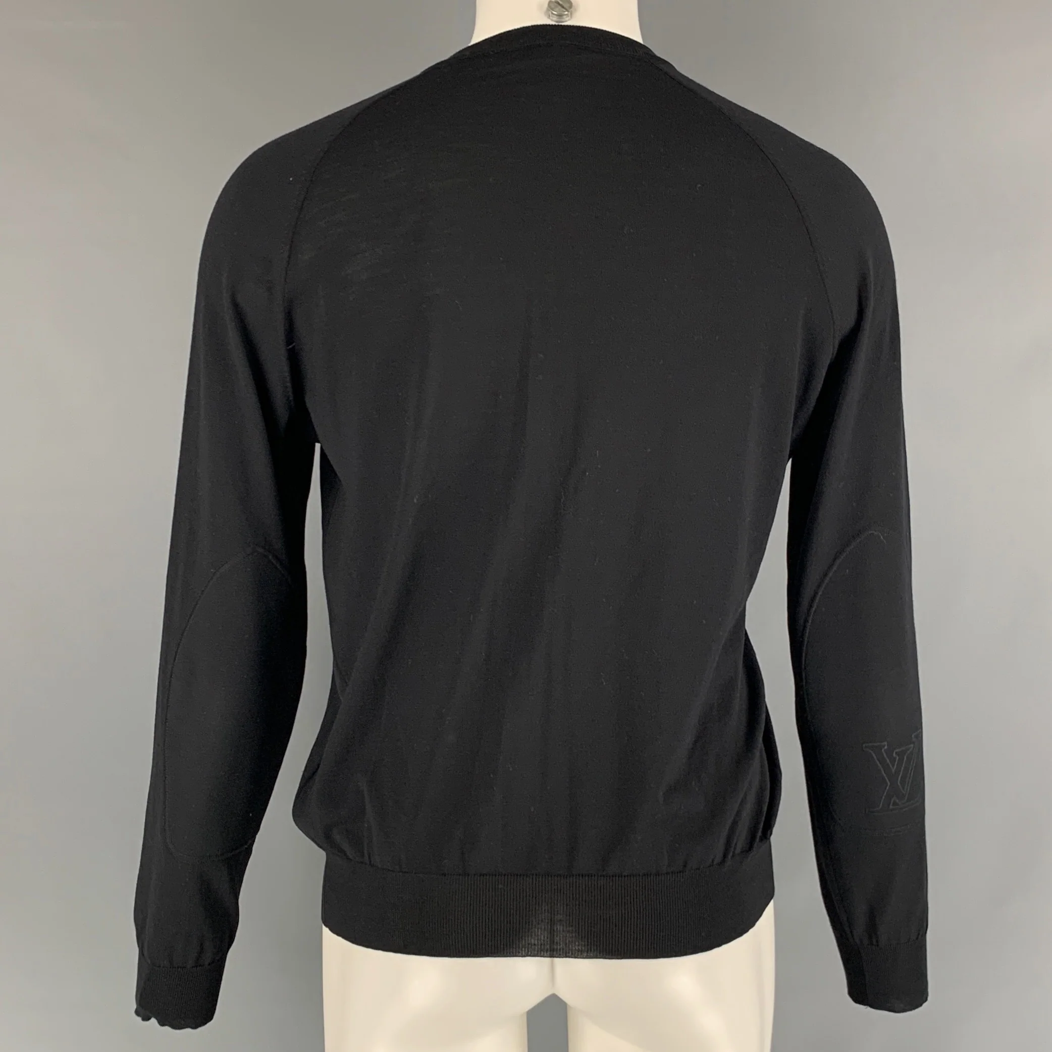 LOUIS VUITTON Size M Black Knitted Wool Silk Crew-Neck Pullover - Image 3
