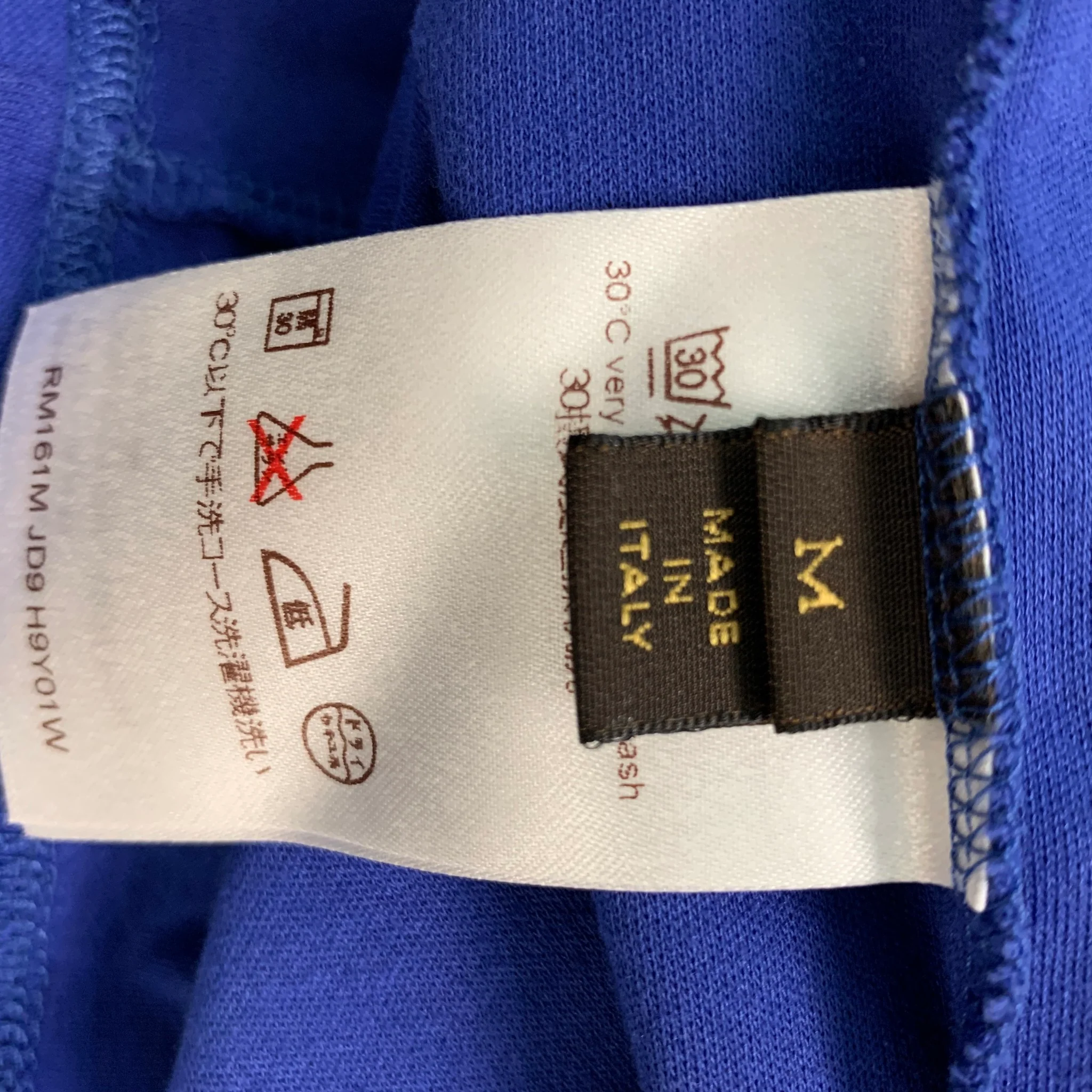 LOUIS VUITTON Size M Blue Black & White Stripe Cotton Buttoned Polo - Image 5