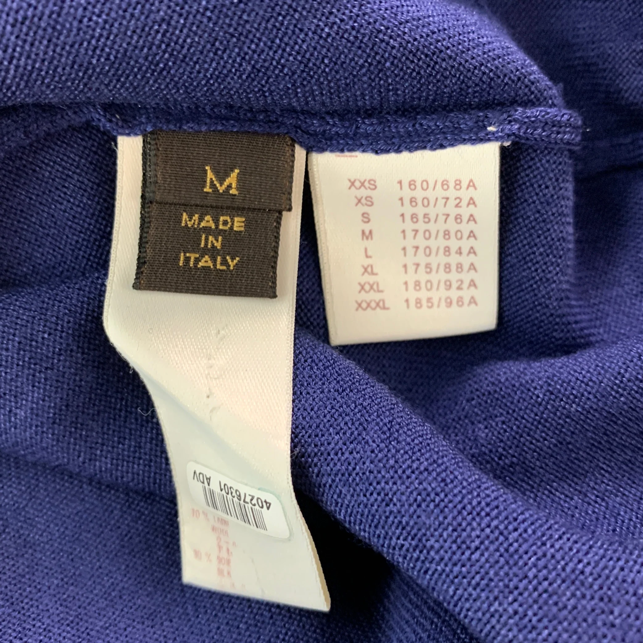 LOUIS VUITTON Size M Blue Knitted Wool Silk Crew-Neck Pullover - Image 5
