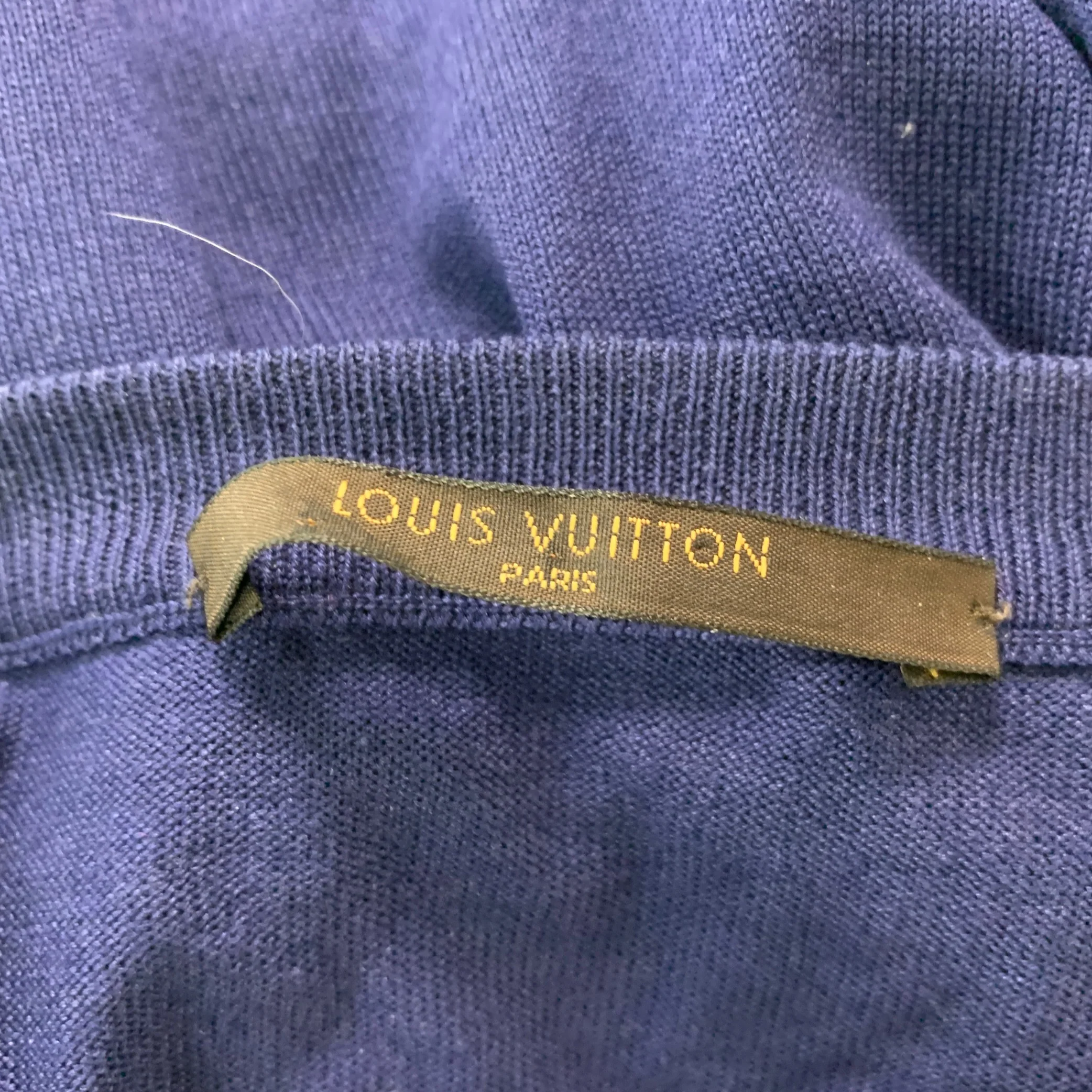 LOUIS VUITTON Size M Blue Knitted Wool Silk Crew-Neck Pullover - Image 7