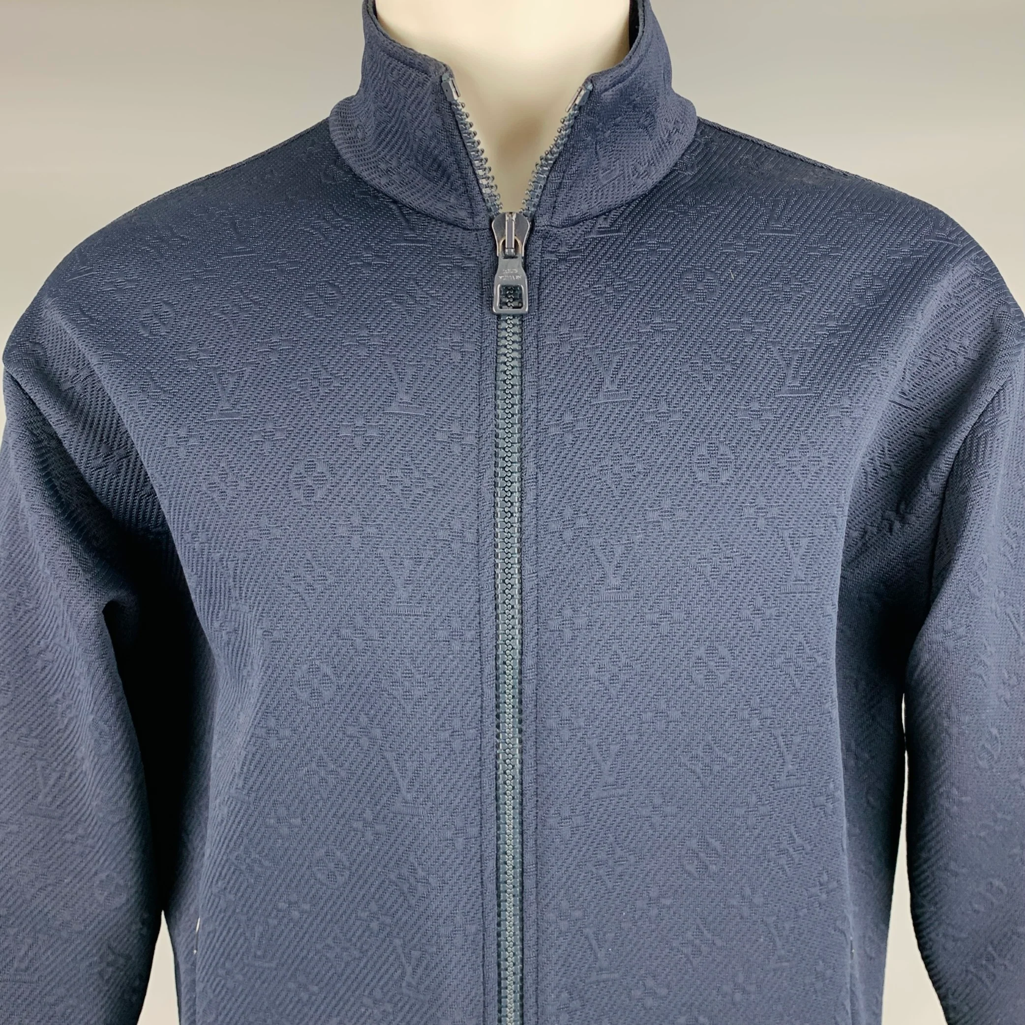 LOUIS VUITTON Size M -Technical Tracksuit- Navy Monogram Zip Up Tracksuit - Image 3