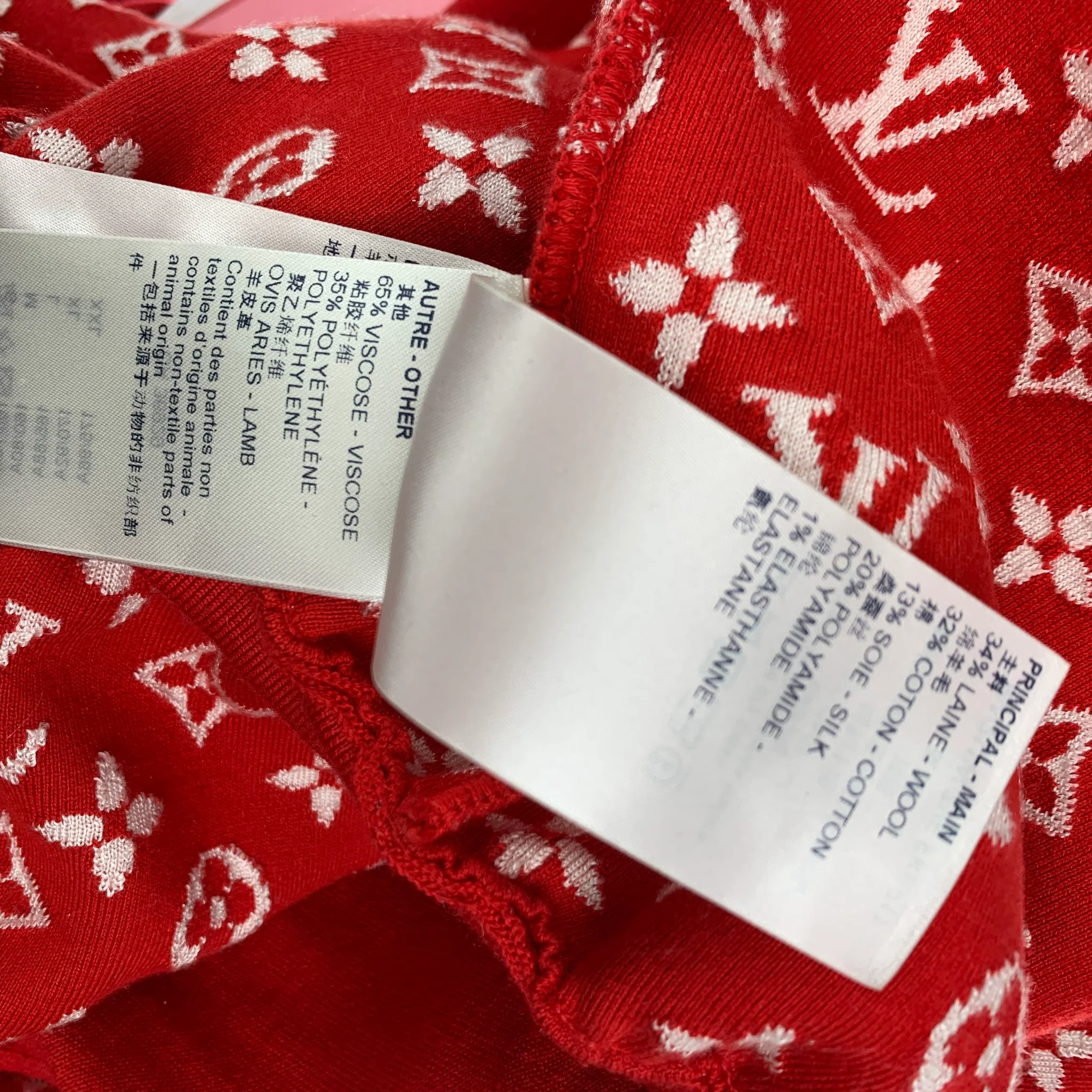 LOUIS VUITTON Size S Red White Viscose Blend Hooded Jumpsuit - Image 7