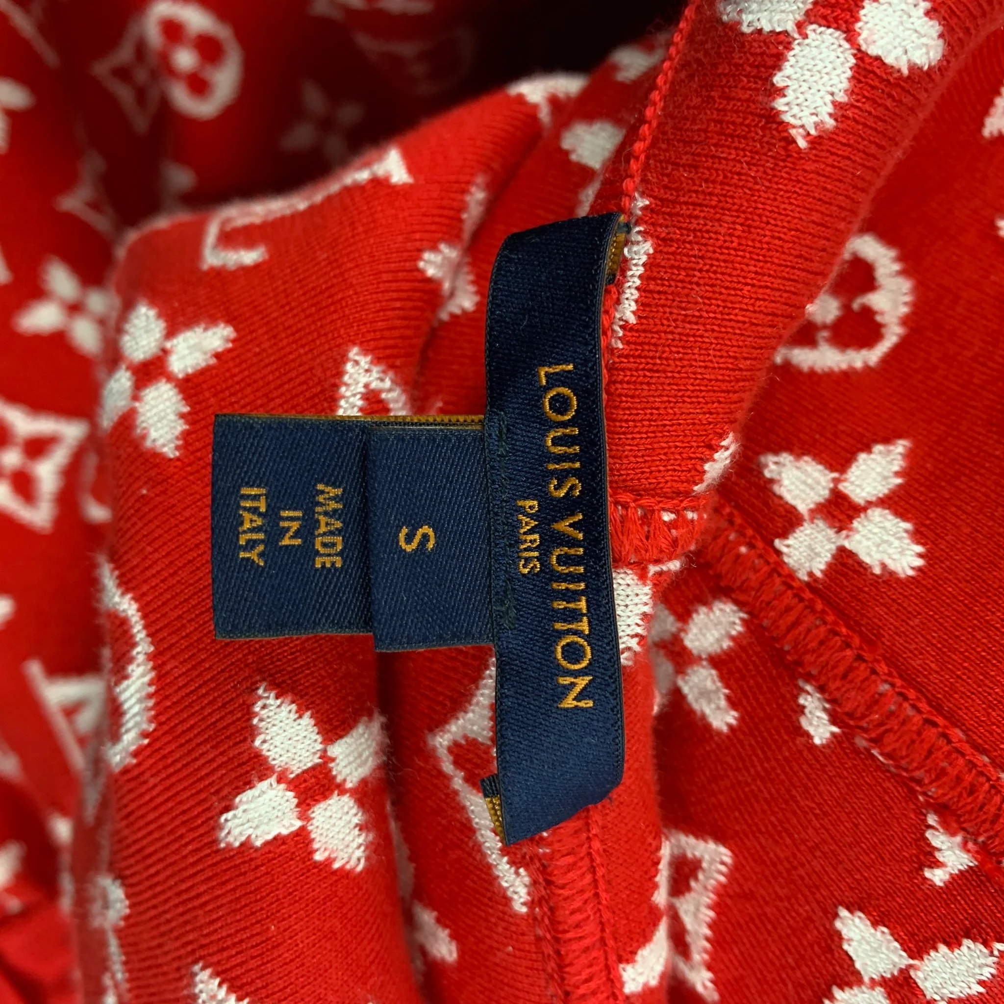 LOUIS VUITTON Size S Red White Viscose Blend Hooded Jumpsuit - Image 8
