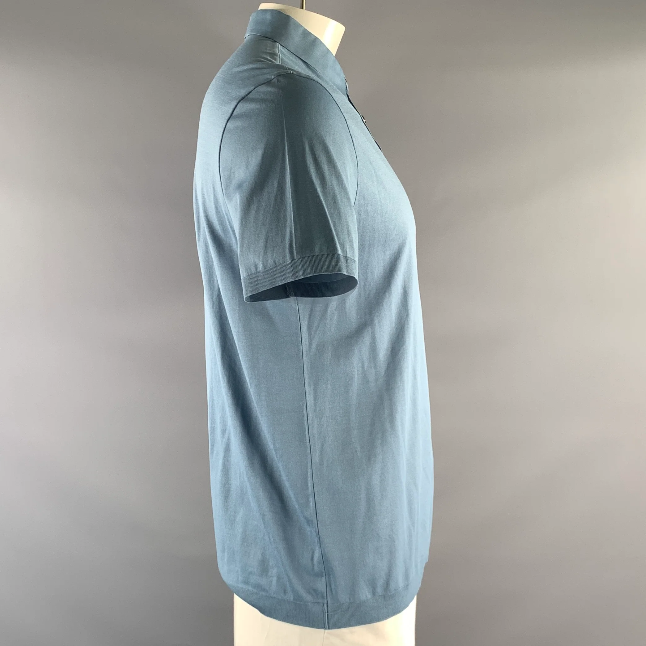 LOUIS VUITTON Size XL Blue Teal Cotton Blend Buttoned Polo - Image 2