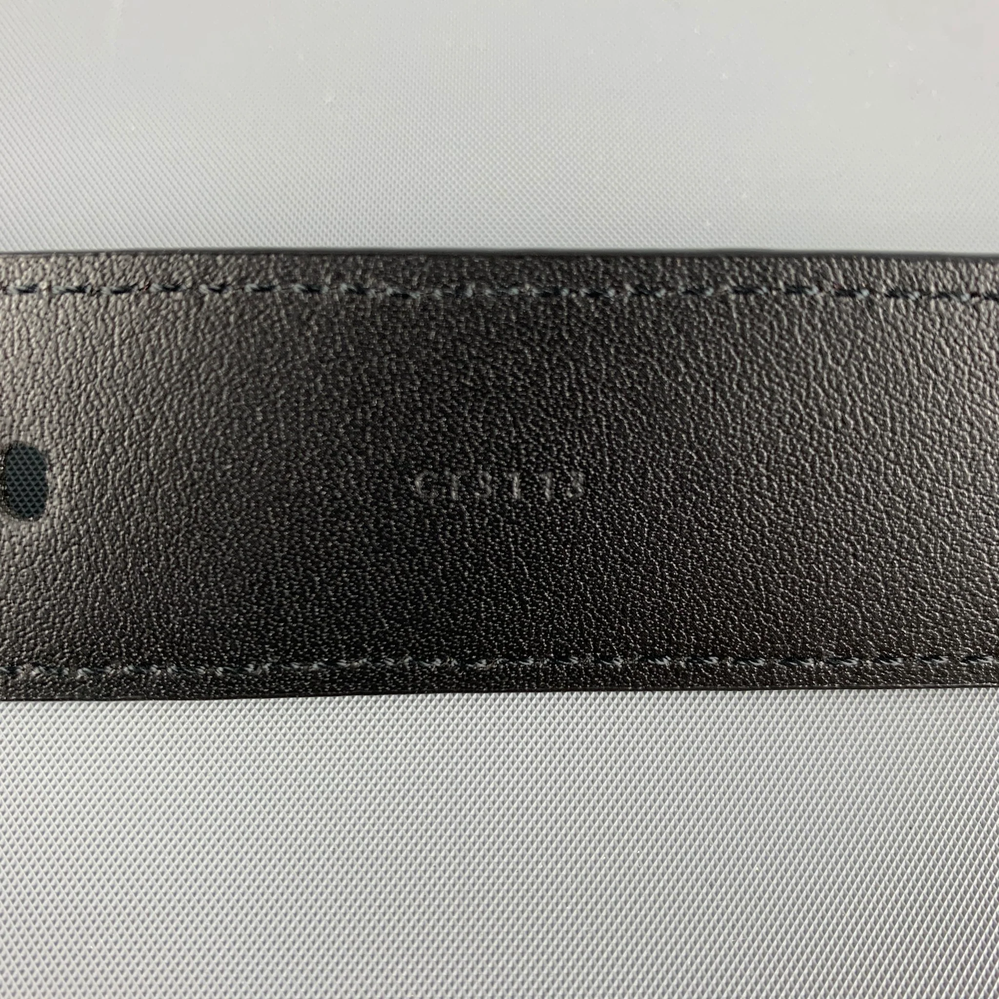 LOUIS VUITTON Waist Size 34 Black Textured Leather Belt - Image 8