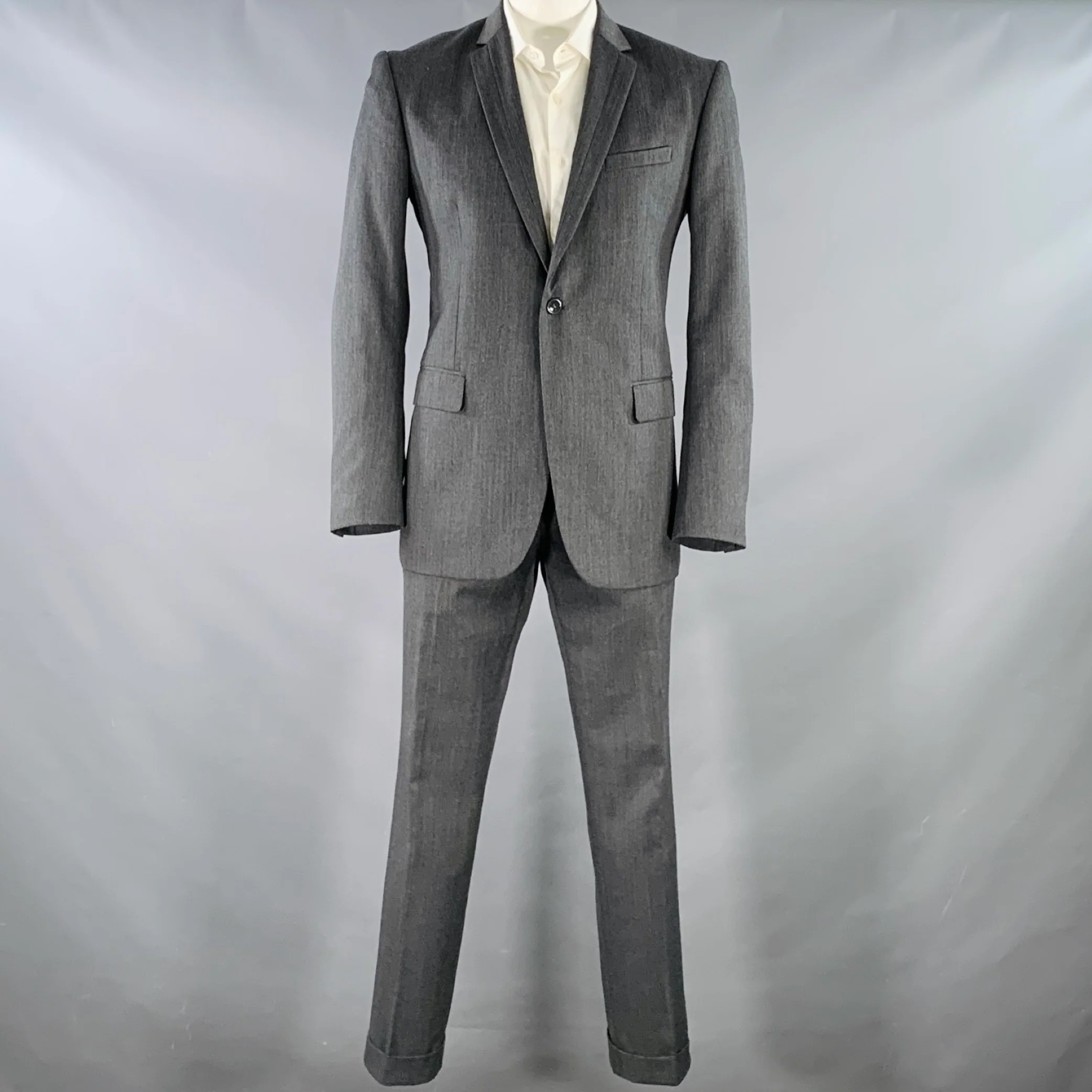 LOVA Size 44 Grey Wool Blend Single Button Notch Lapel Suit - Image 2
