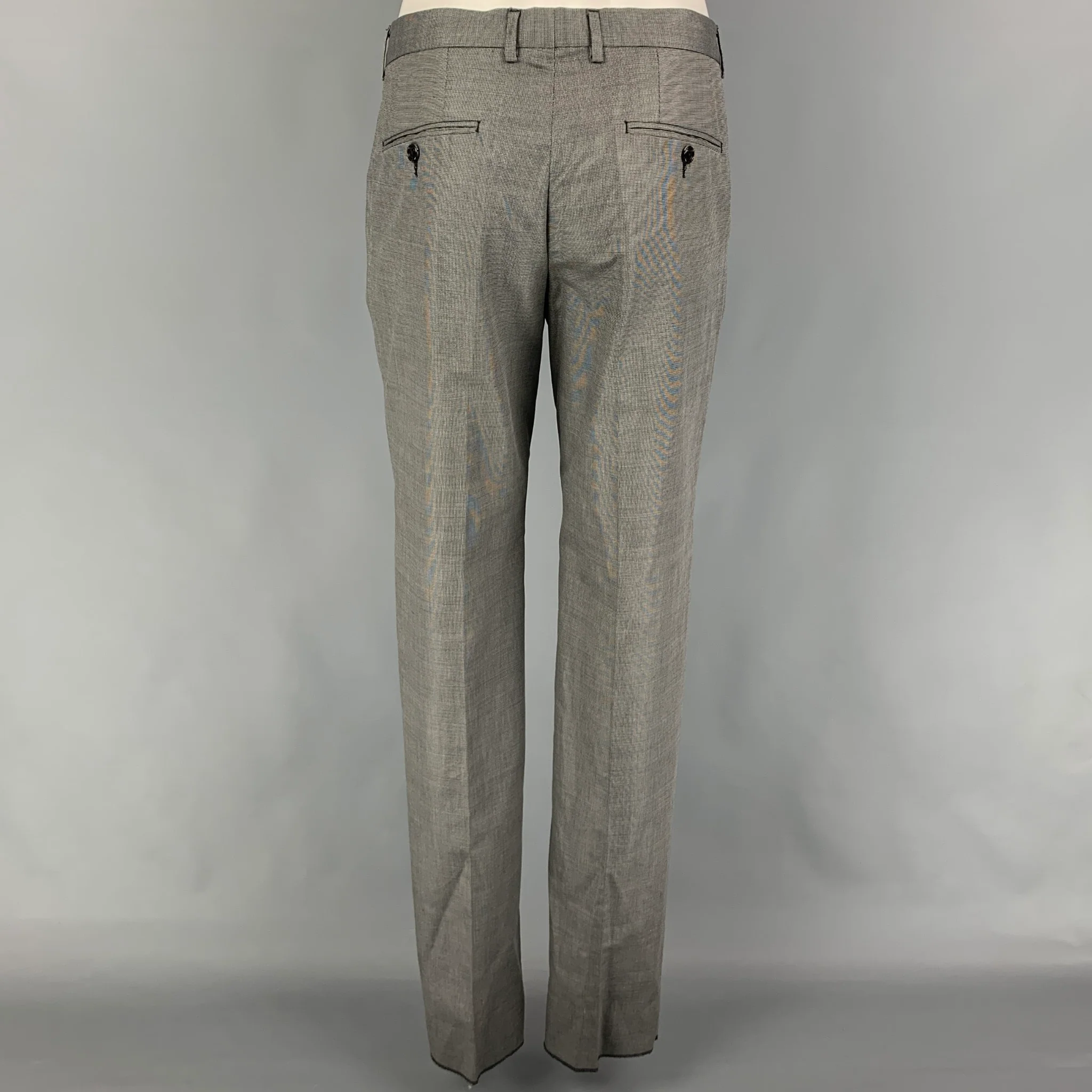 LOVE MOSCHINO Size 40 Black Grey Nailhead Cotton Blend Notch Lapel Suit - Image 5