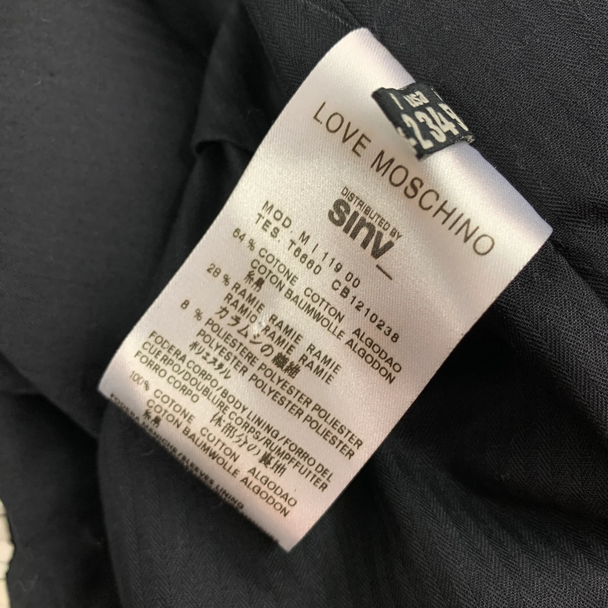 LOVE MOSCHINO Size 40 Black Grey Nailhead Cotton Blend Notch Lapel Suit - Image 6