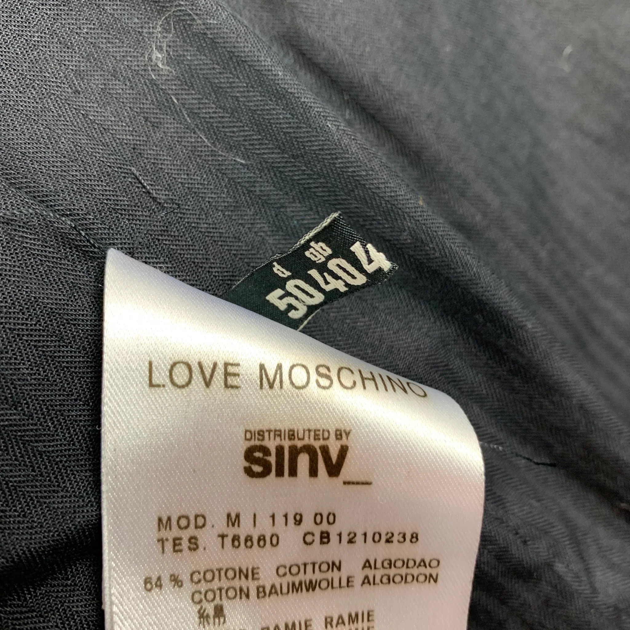 LOVE MOSCHINO Size 40 Black Grey Nailhead Cotton Blend Notch Lapel Suit - Image 8
