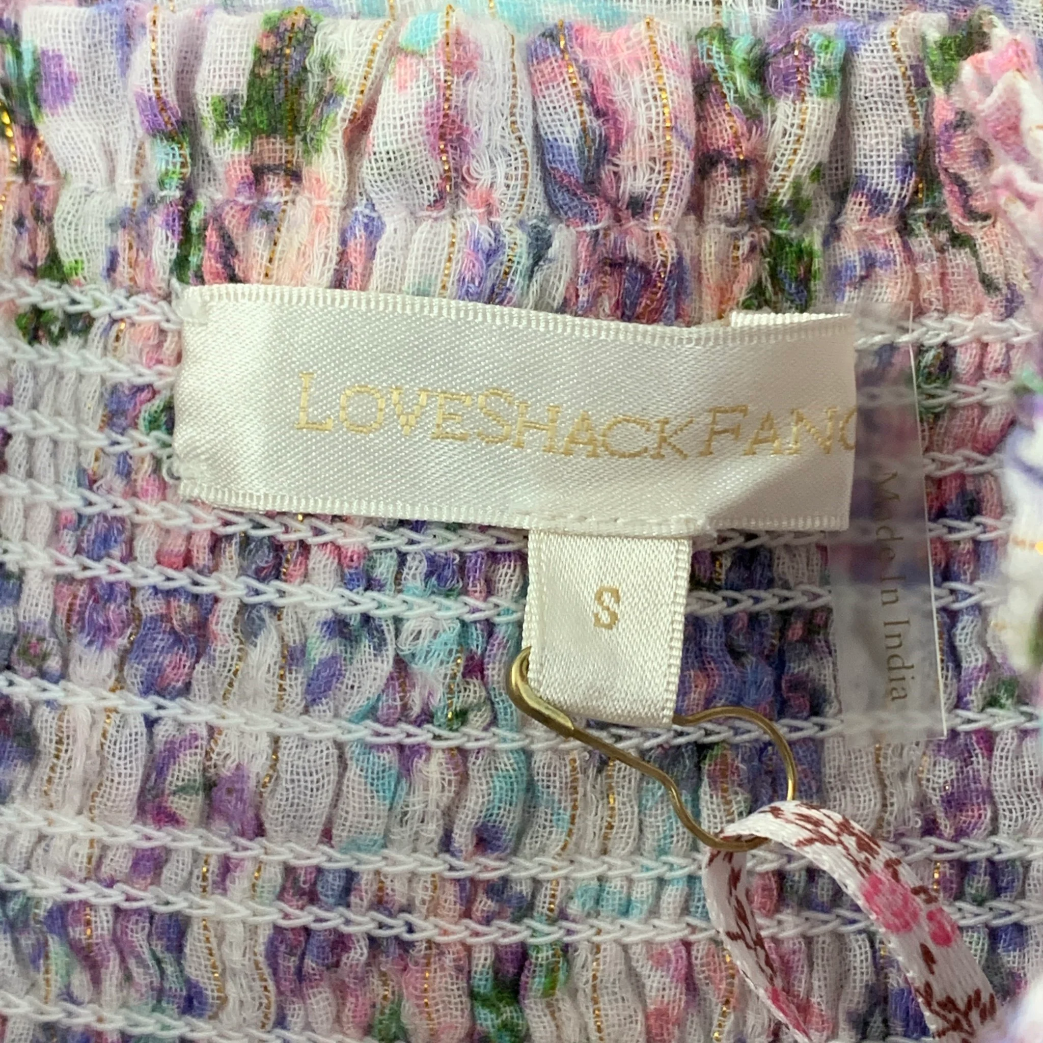 LOVE SHACK FANCY Size S Pink Purple Cotton Floral Skirt - Image 5