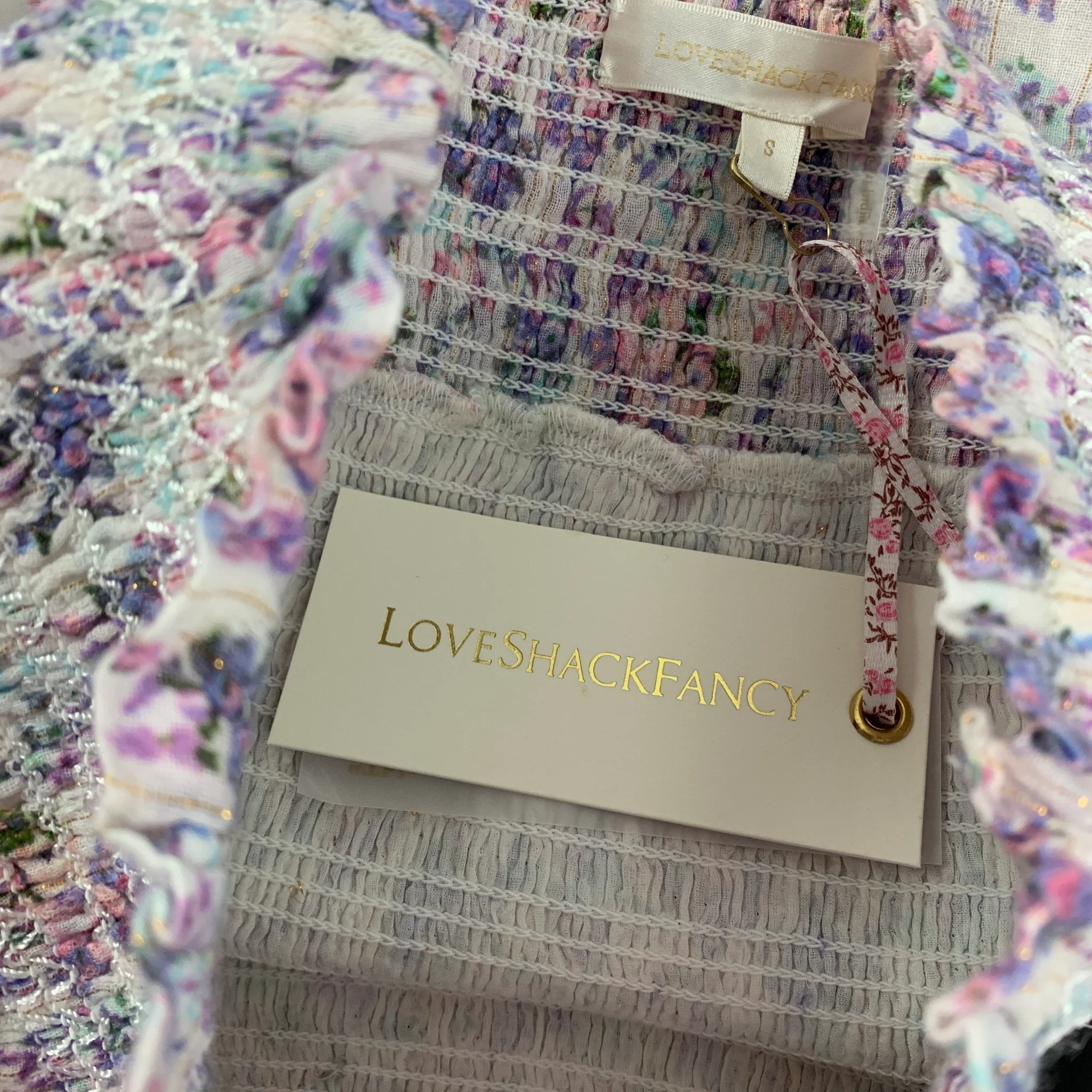 LOVE SHACK FANCY Size S Pink Purple Cotton Floral Skirt - Image 6