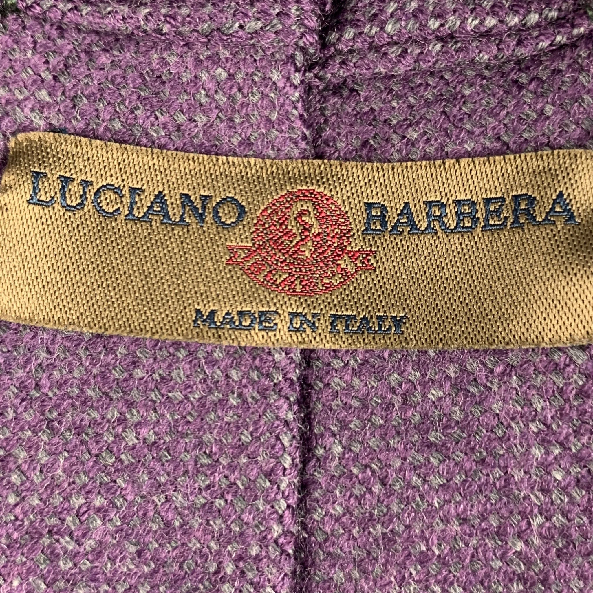 LUCIANO BARBERA Purple Grey Wool Tie - Image 4