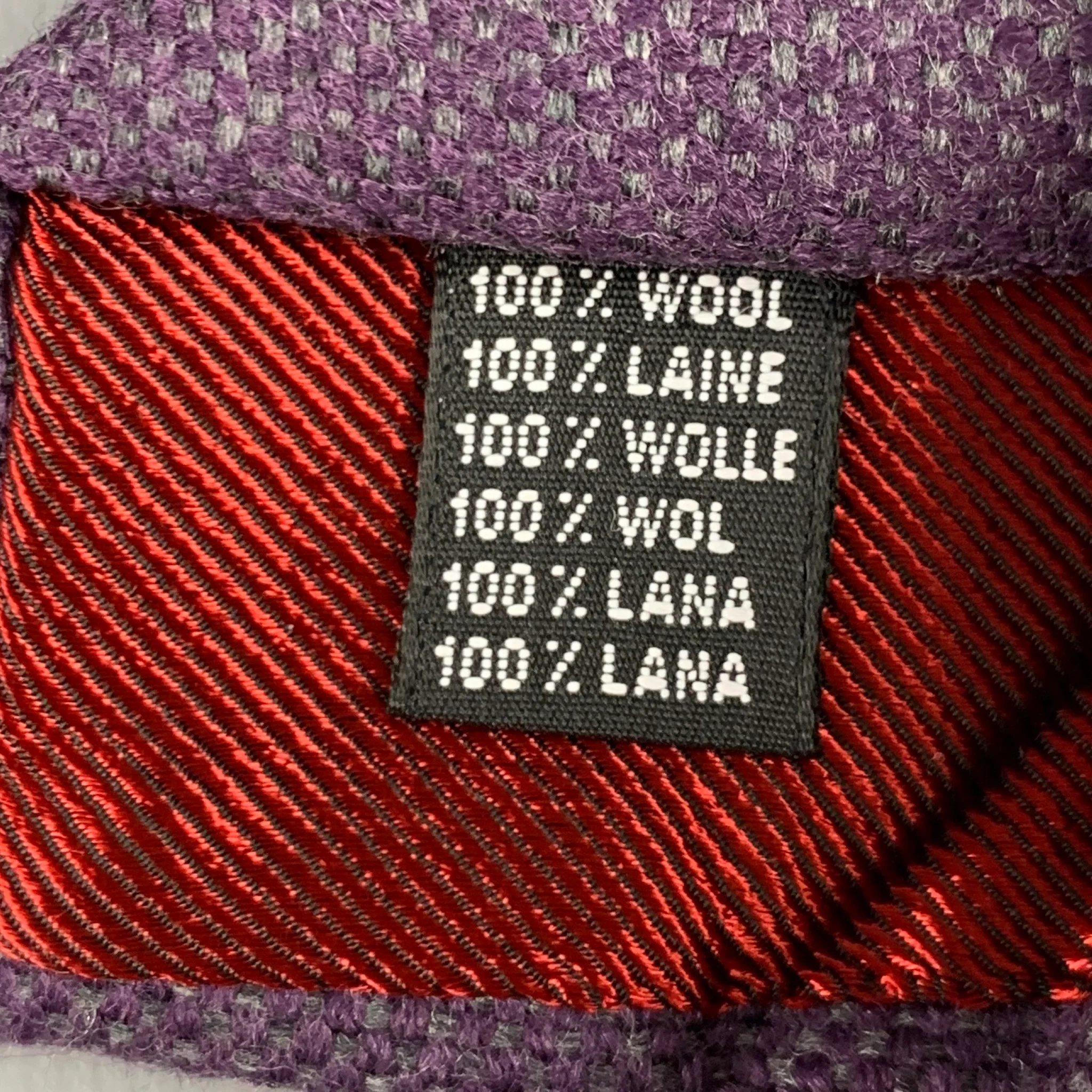 LUCIANO BARBERA Purple Grey Wool Tie - Image 5
