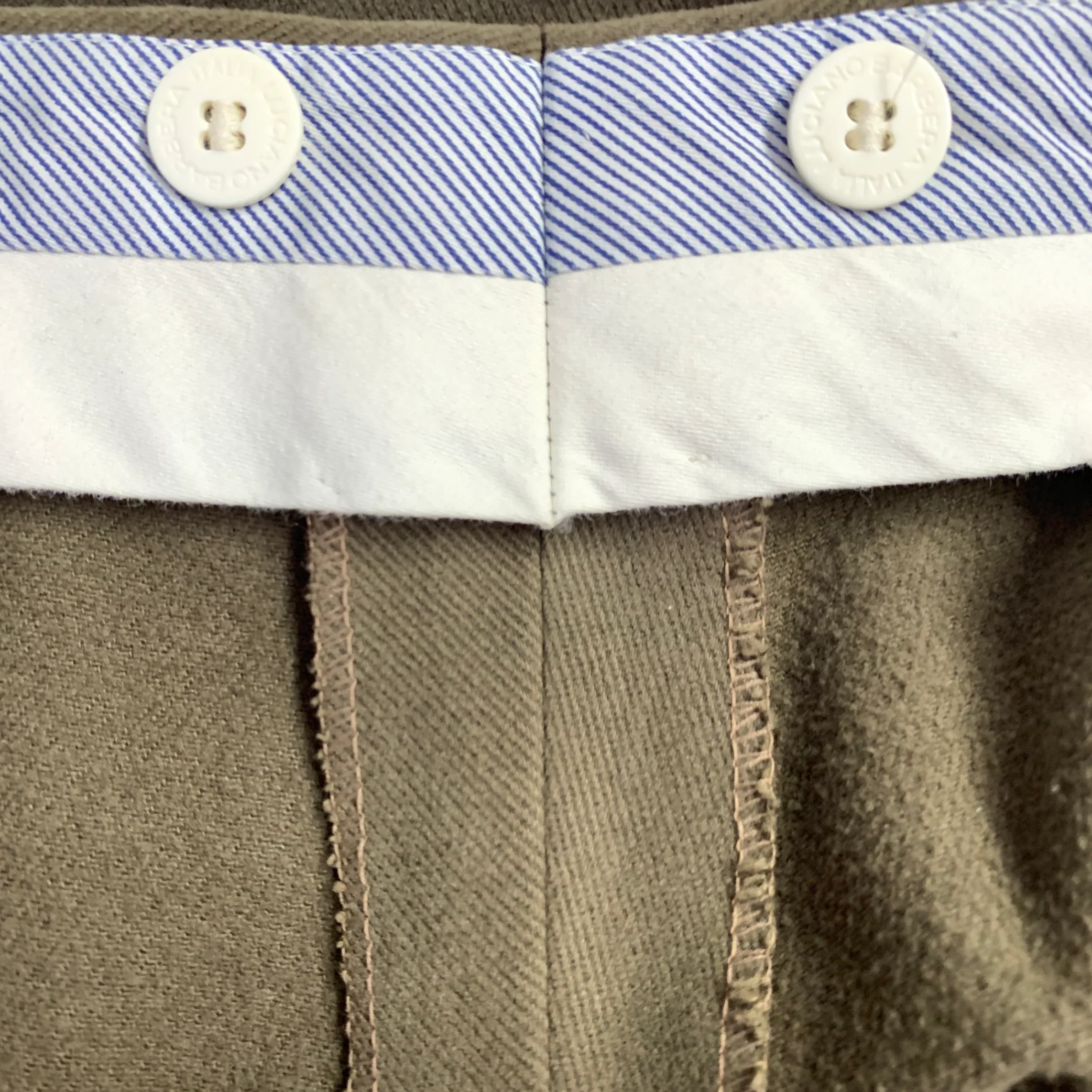 LUCIANO BARBERA Size 34 Green Olive Cotton Cuffed Casual Pants - Image 5