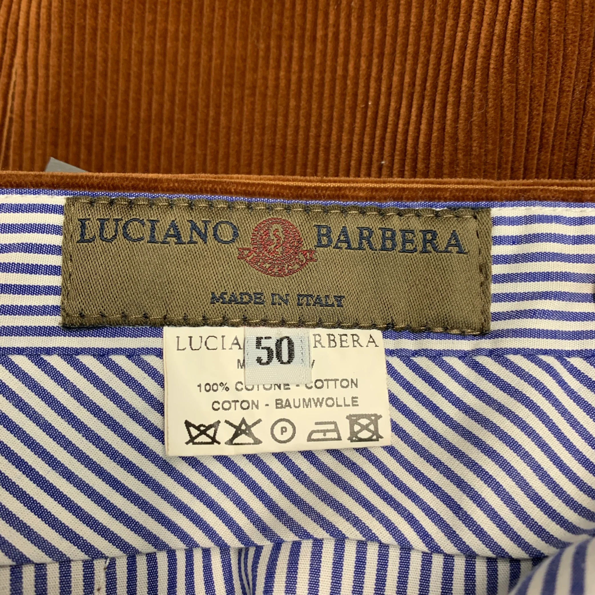 LUCIANO BARBERA Size 34 Rust Orange Corduroy Cotton Cuffed Casual Pants - Image 3