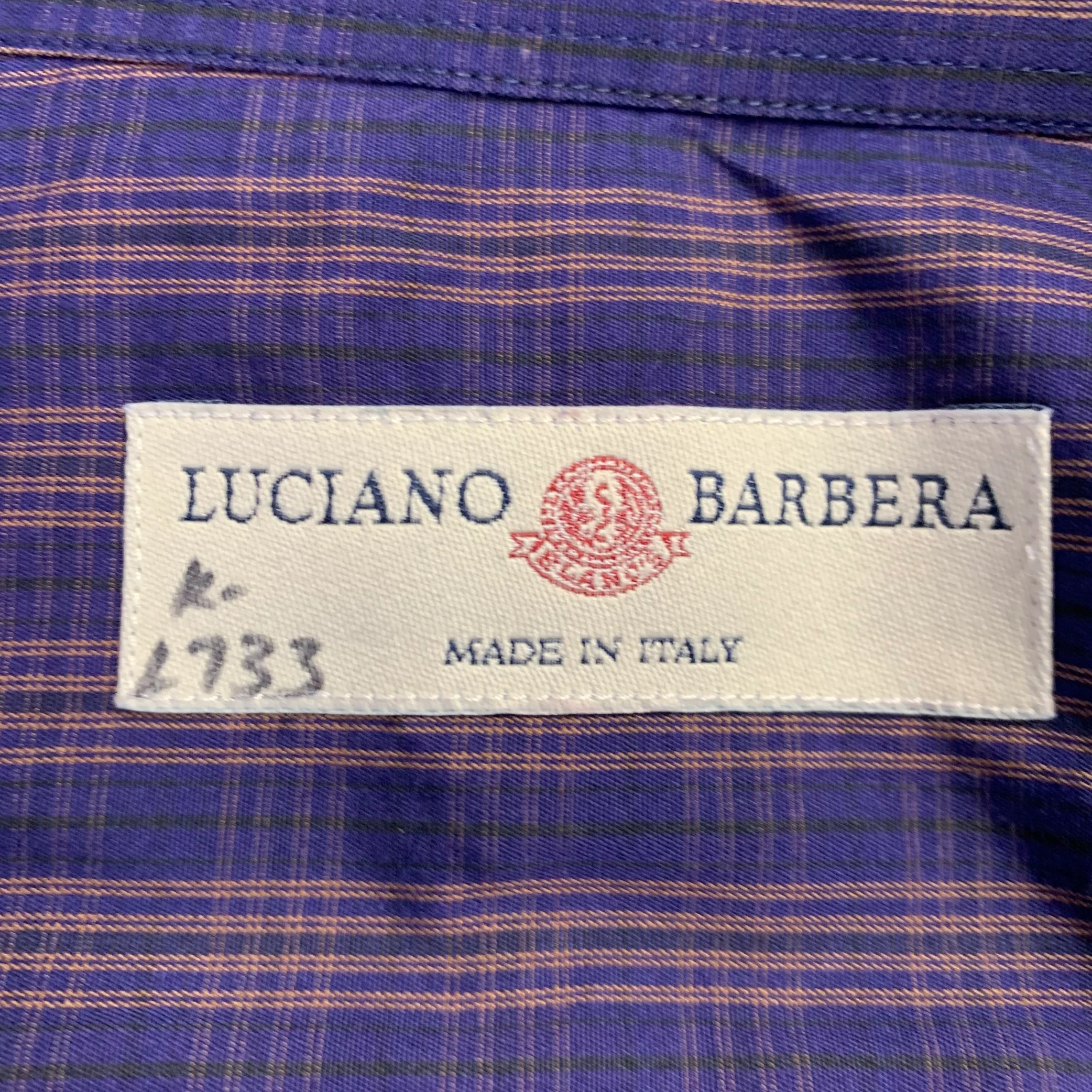 LUCIANO BARBERA Size M Purple Orange Plaid Cotton One Pocket Long Sleeve Shirt - Image 5