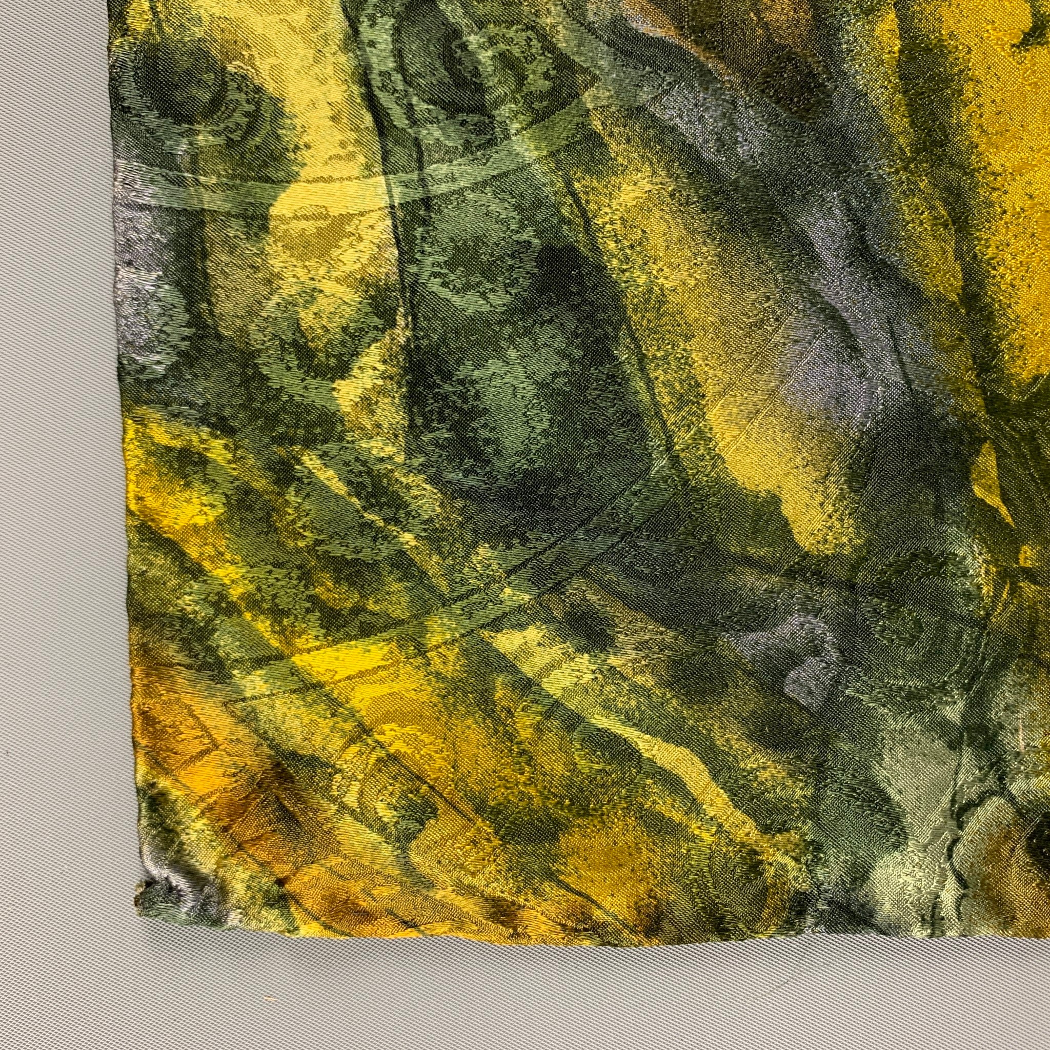 LUCIANO SOPRANI Green Blue/Yellow Silk Jacquard Pocket Square - Image 3